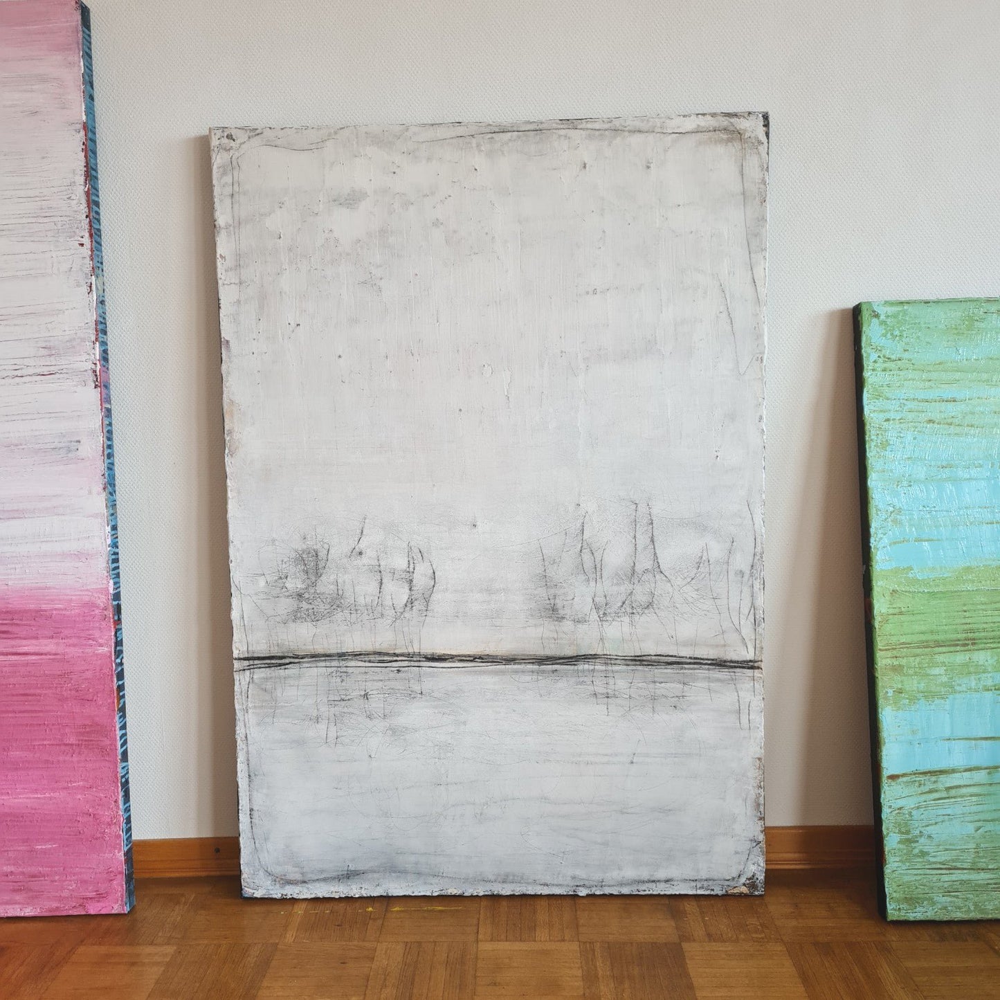 abstraktes weißes Bild - Licht am Horizont - direkt versandfertig