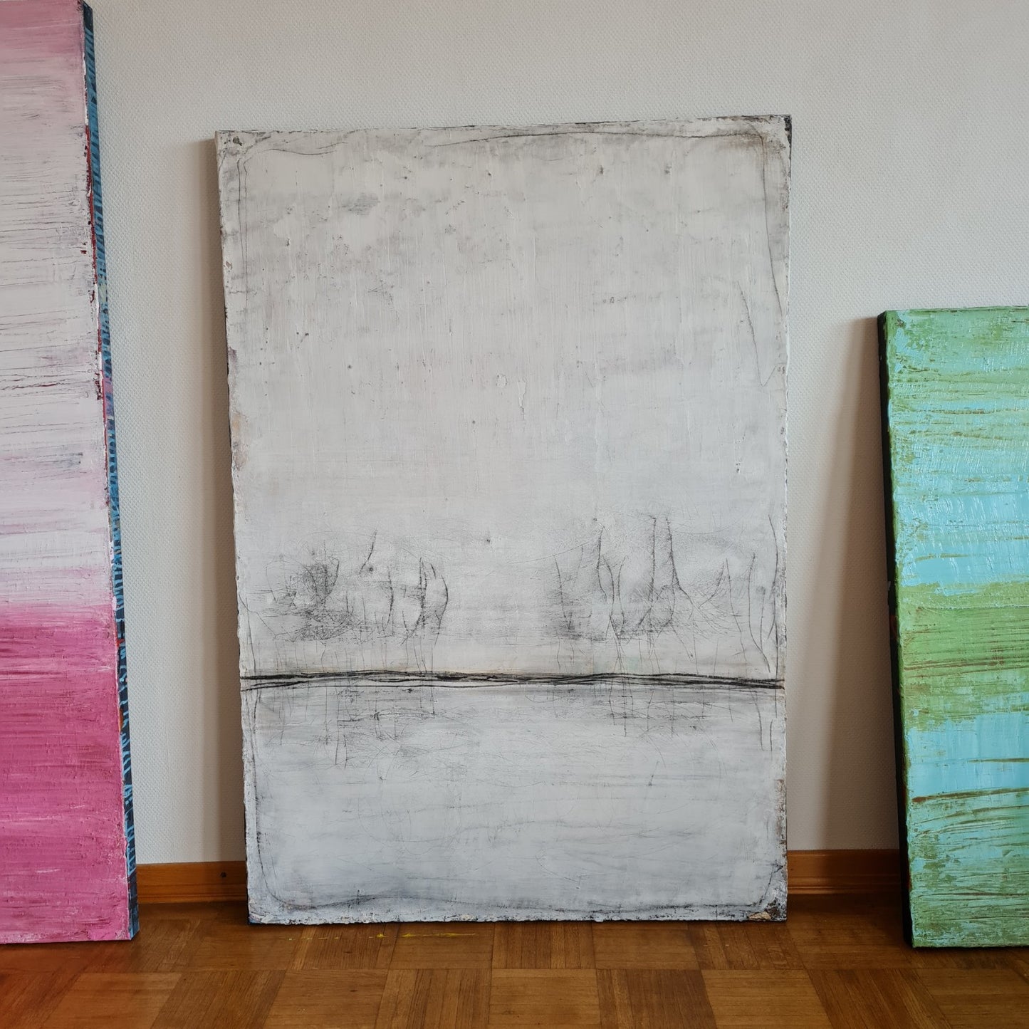abstraktes weißes Bild - Licht am Horizont - direkt versandfertig