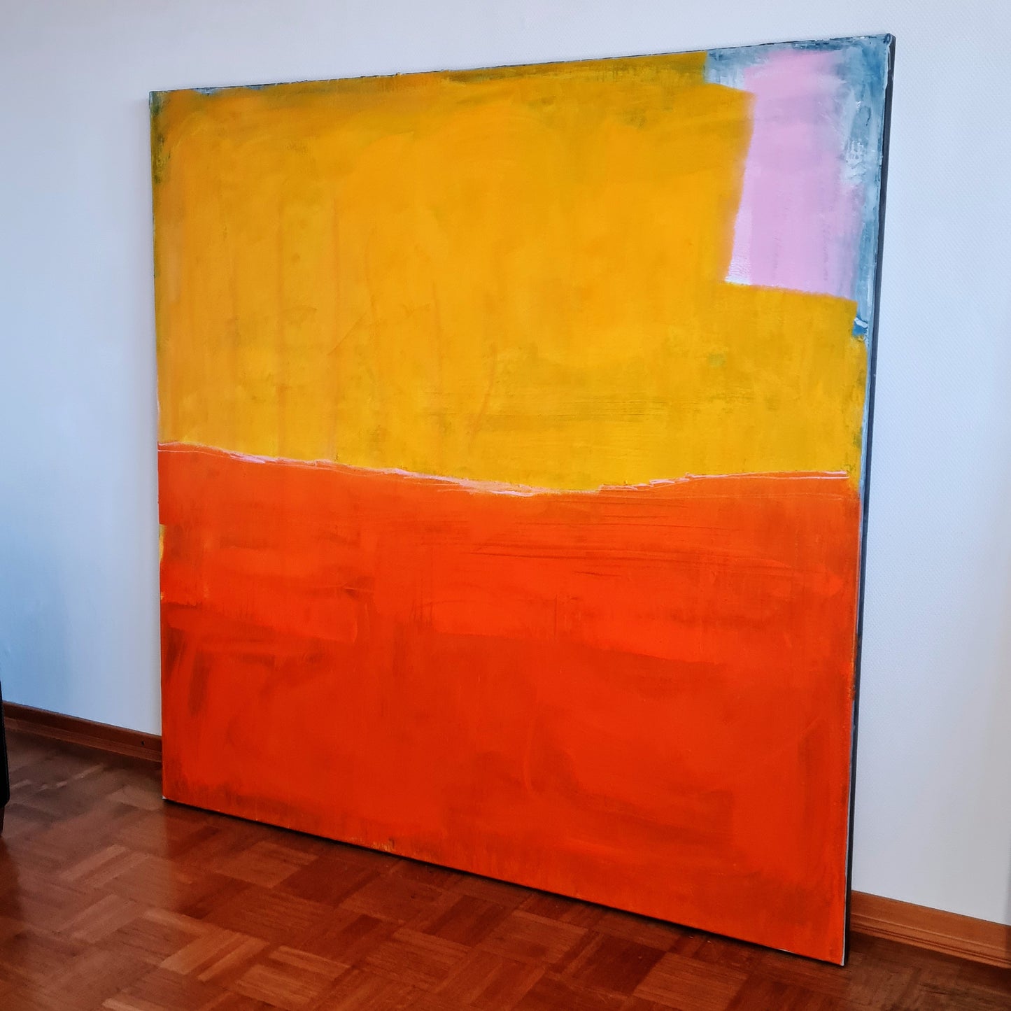 Sonnenglühen am Horizont / 160 x 160 cm / orange gelb acrylbilder auf leinwand
