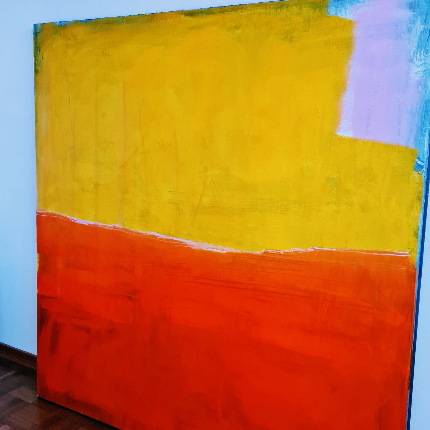 Sonnenglühen am Horizont / 160 x 160 cm / orange gelb acrylbilder auf leinwand