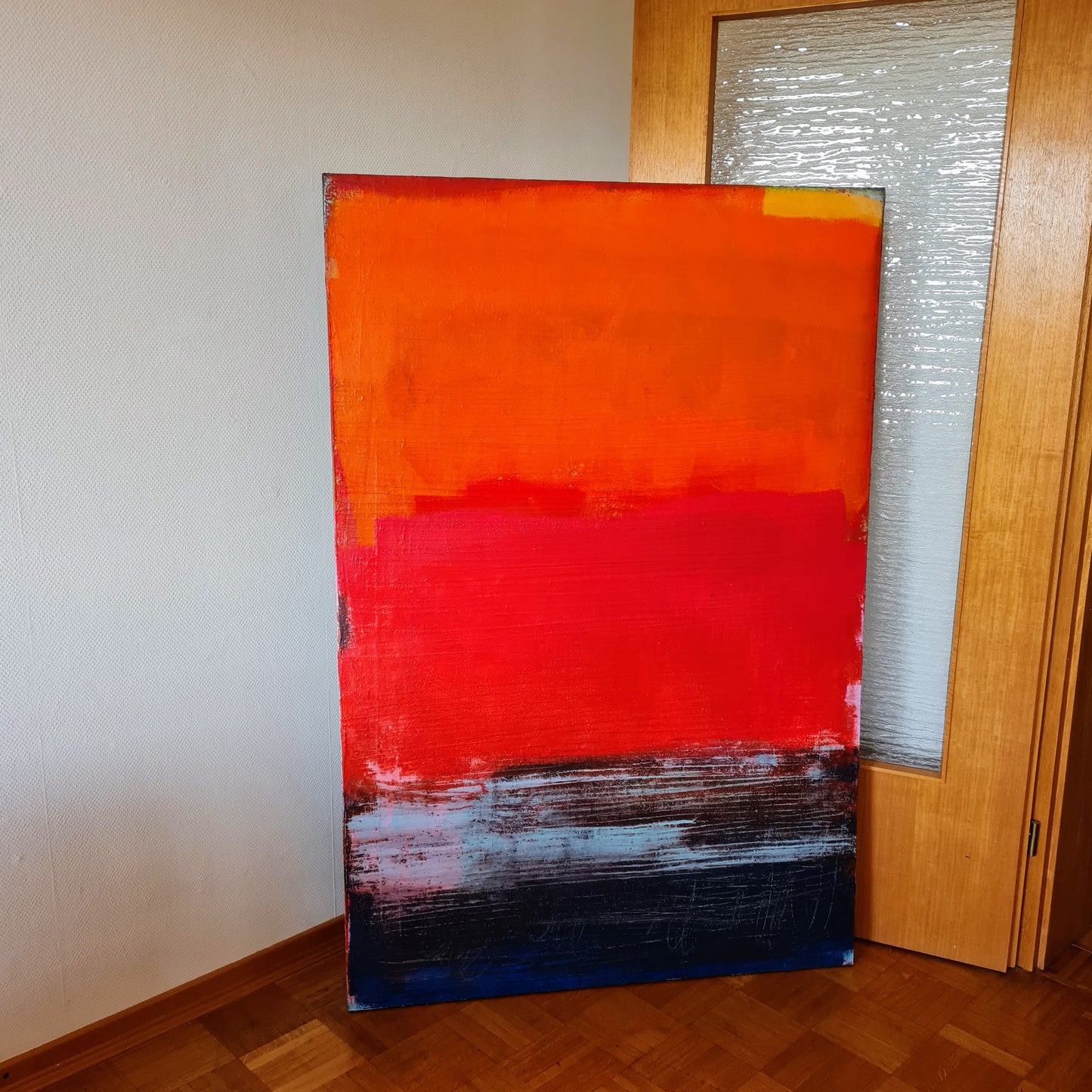 Lebensfreude in Farben / 100 x 150 cm / rot orange dunkelblau acrylbilder auf leinwand