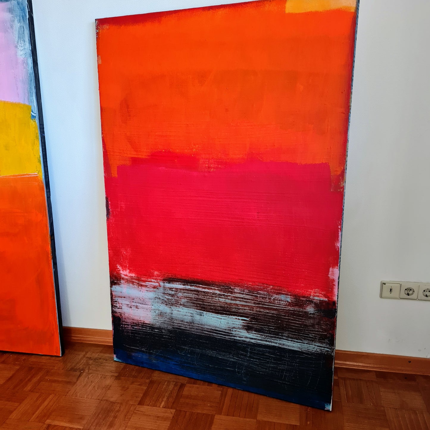 Lebensfreude in Farben / 100 x 150 cm / rot orange dunkelblau acrylbilder auf leinwand