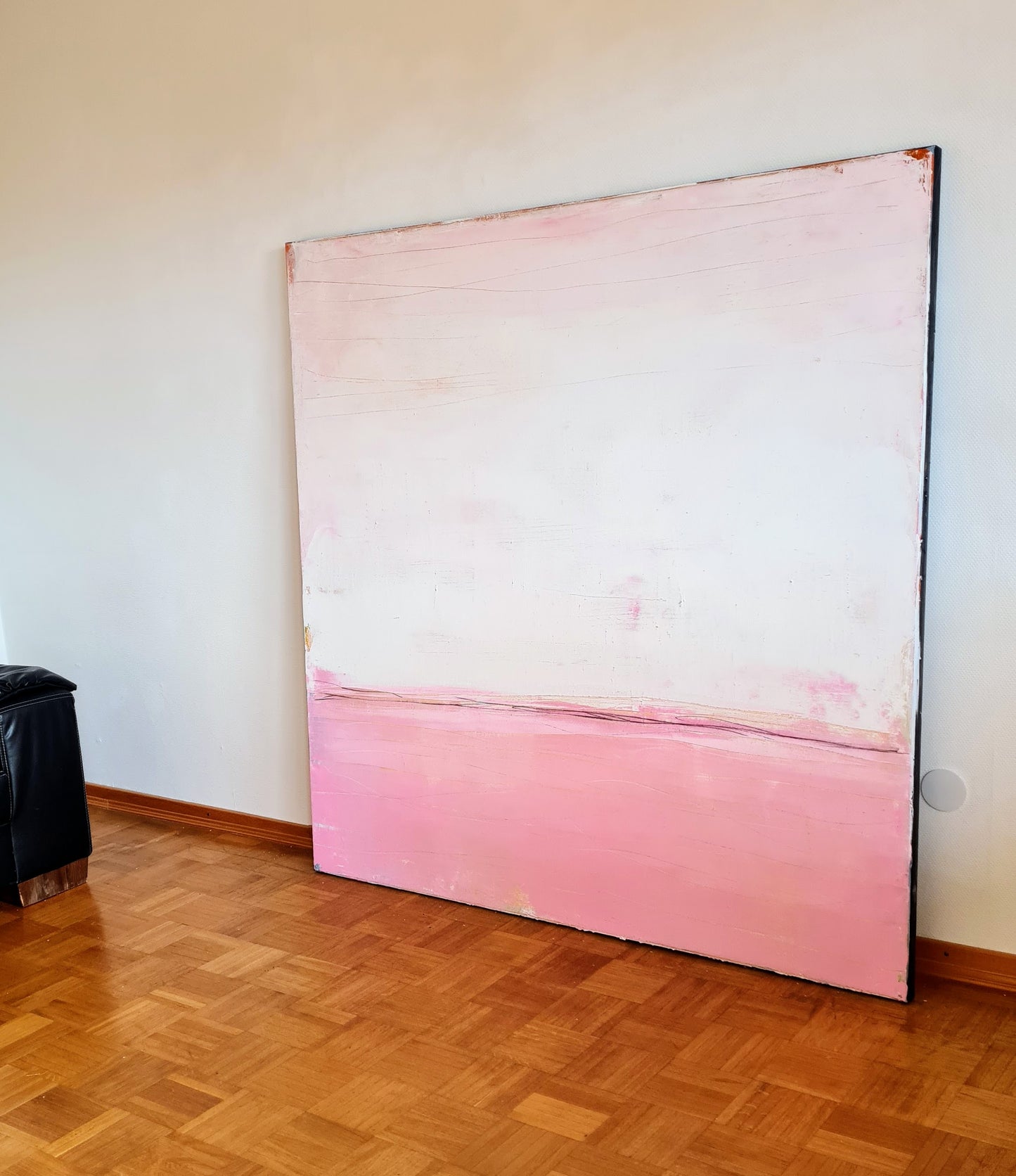 Rosa weißes Bild - Neustart - 160 × 160 cm