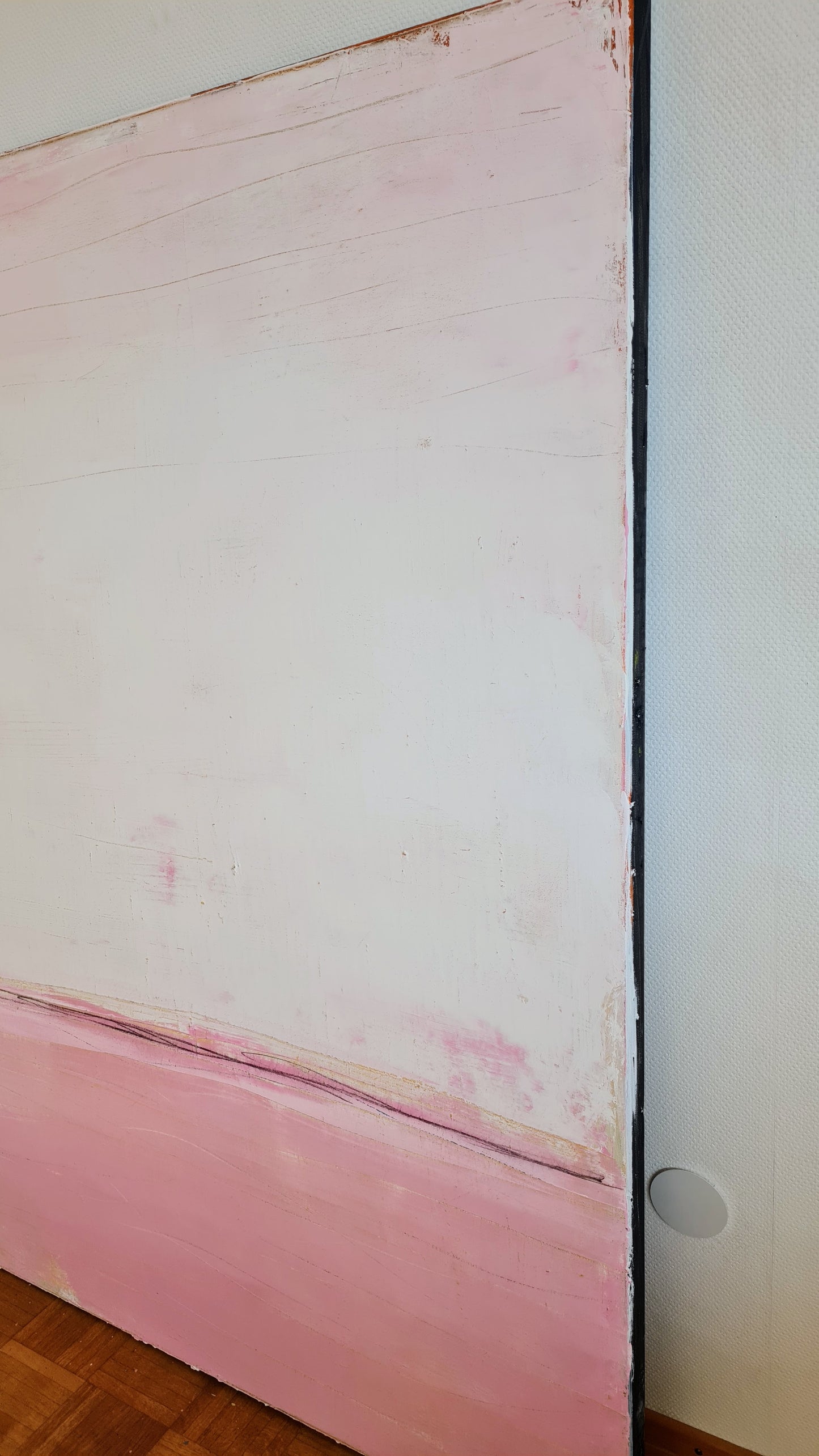 Rosa weißes Bild - Neustart - 160 × 160 cm