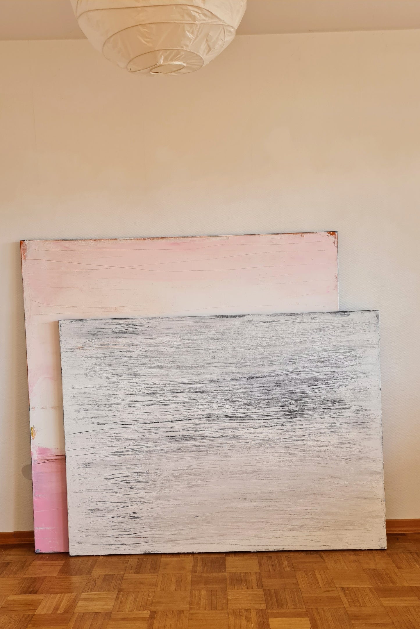 160 x 120 cm - Abstraktes weißes großes Bild - Kunstwerk