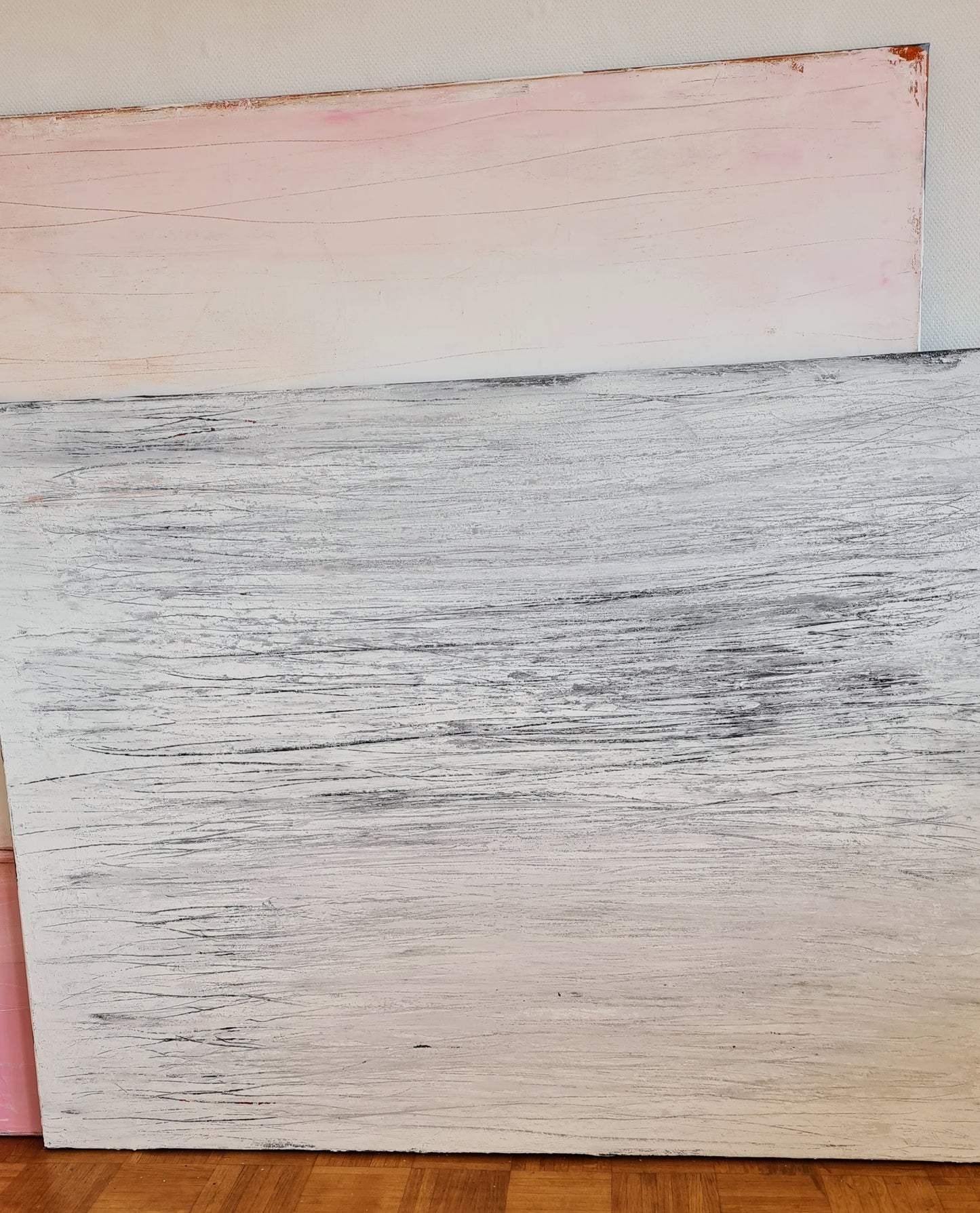 160 x 120 cm - Abstraktes weißes großes Bild - Kunstwerk