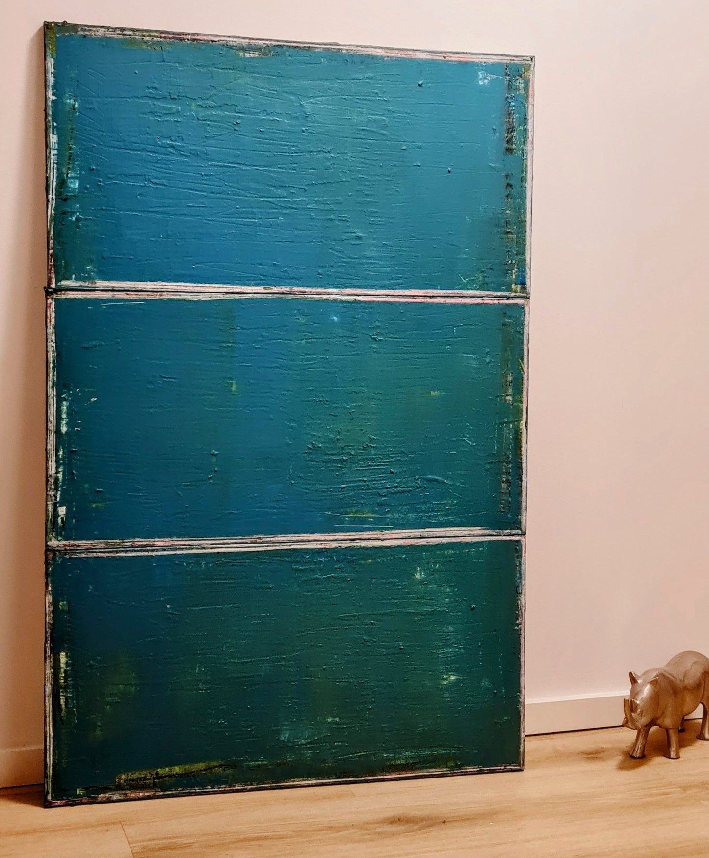 Schubladengedanken einordnen / 120 x 80 cm / blau grün, Schubladengedanken einordnen / 120 x 80 cm plus schwarzen Schattenfugenrahmen / blau grün abstrakte acrylbilder auf leinwand