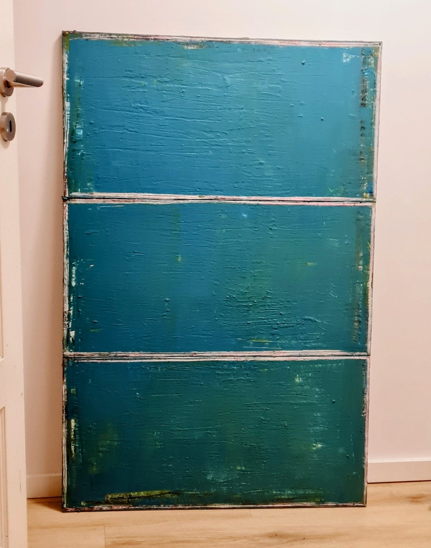 Schubladengedanken einordnen / 120 x 80 cm / blau grün, Schubladengedanken einordnen / 120 x 80 cm plus schwarzen Schattenfugenrahmen / blau grün abstrakte acrylbilder auf leinwand