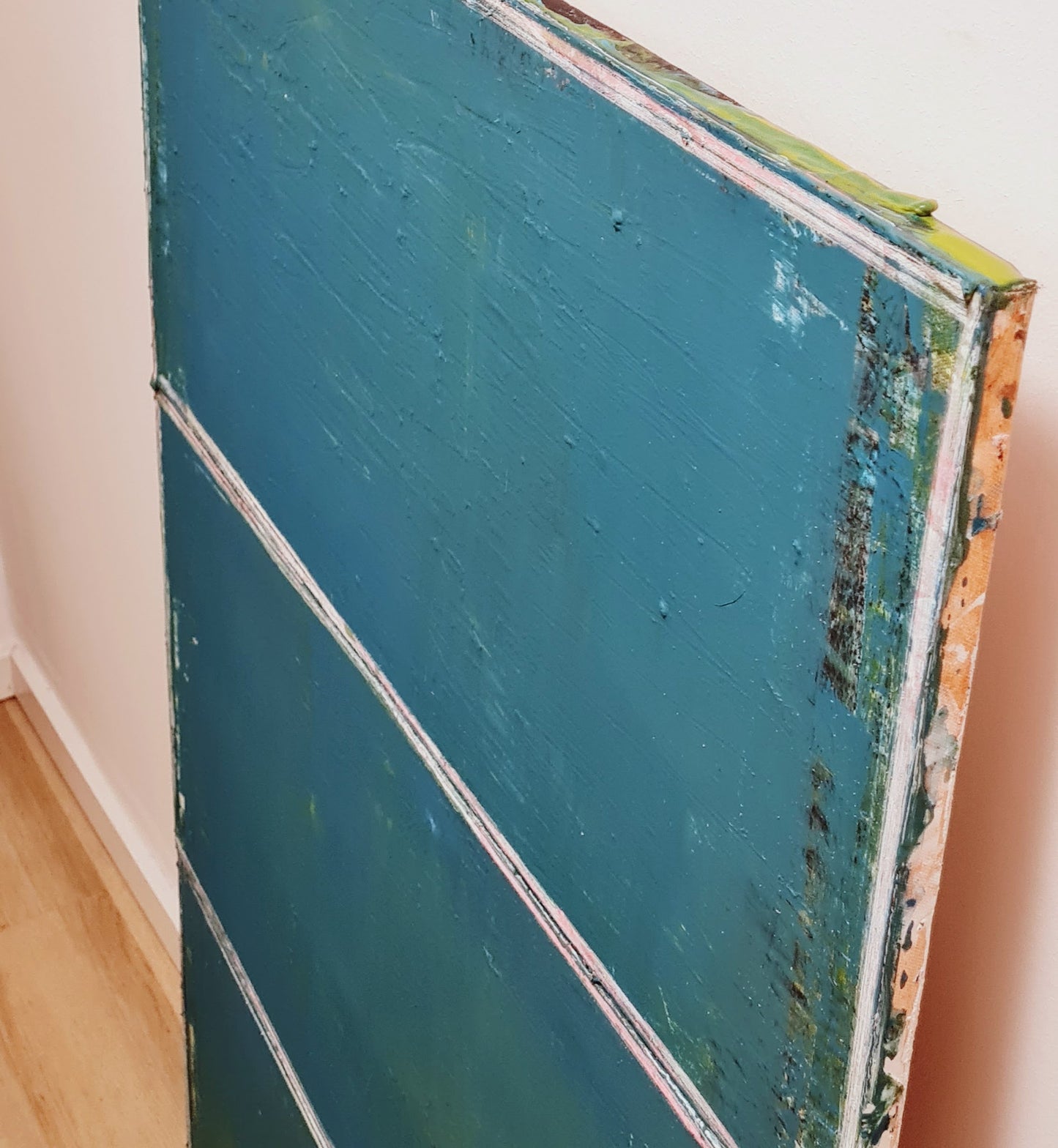 Schubladengedanken einordnen / 120 x 80 cm / blau grün, Schubladengedanken einordnen / 120 x 80 cm plus schwarzen Schattenfugenrahmen / blau grün abstrakte acrylbilder auf leinwand