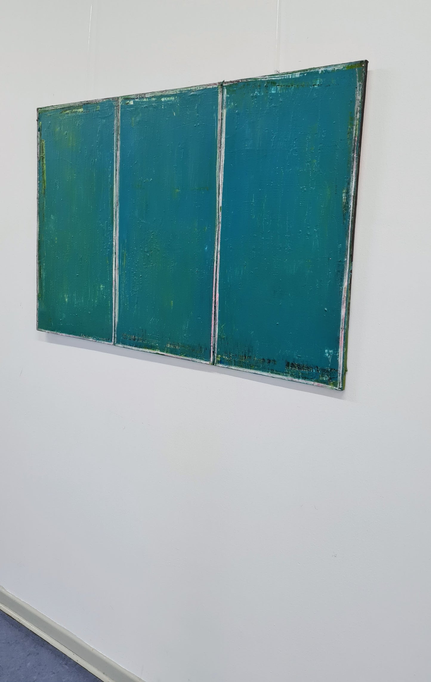 Schubladengedanken einordnen / 120 x 80 cm / blau grün, Schubladengedanken einordnen / 120 x 80 cm plus schwarzen Schattenfugenrahmen / blau grün abstrakte acrylbilder auf leinwand