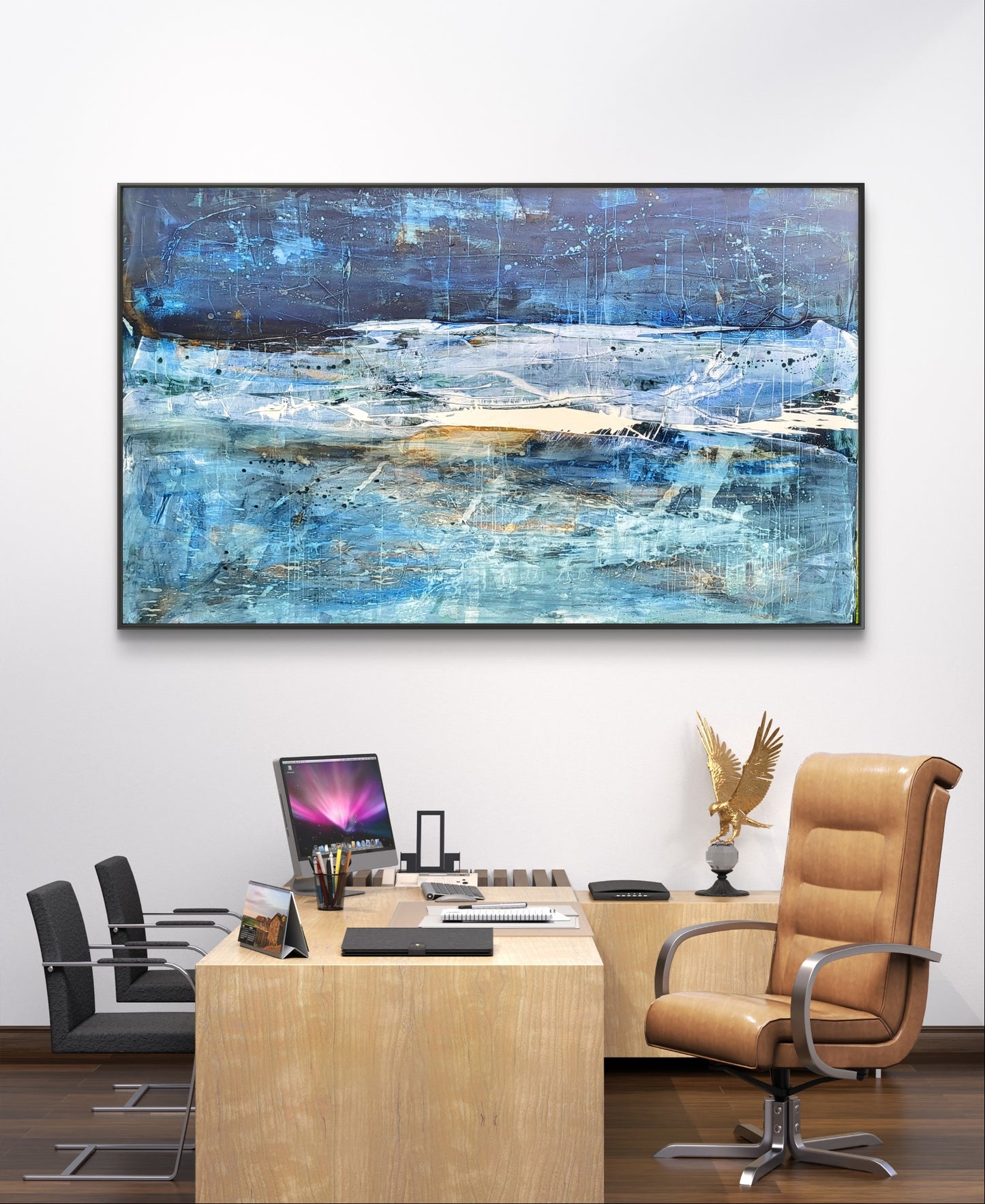 Personalisierte Auftragskunst und Gemälde: grun-blaues-grosses-bild-fur-unternehmen-xxl-format – Kategorie: Originalgemälde – Hersteller: