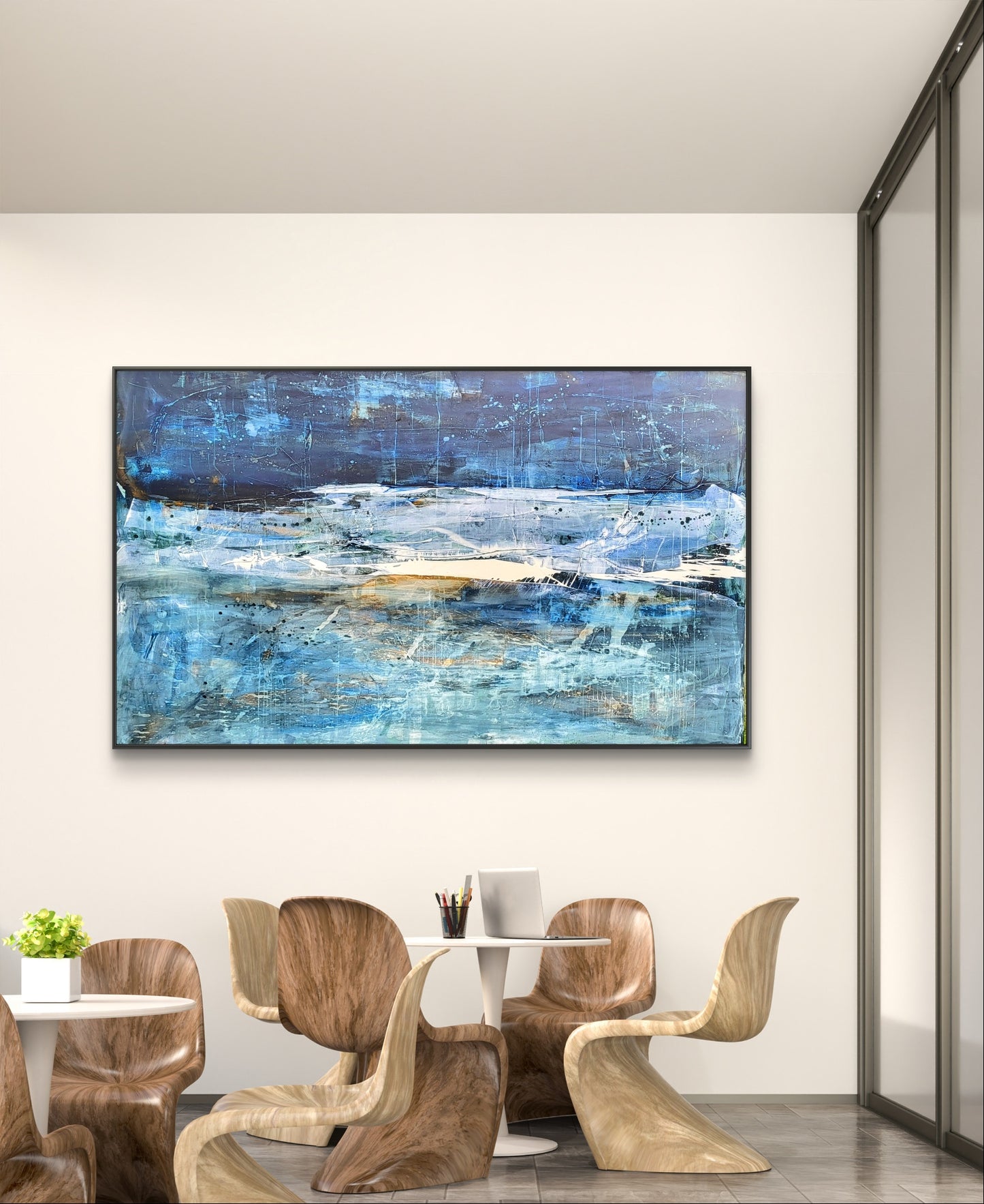 Personalisierte Auftragskunst und Gemälde: grun-blaues-grosses-bild-fur-unternehmen-xxl-format – Kategorie: Originalgemälde – Hersteller: