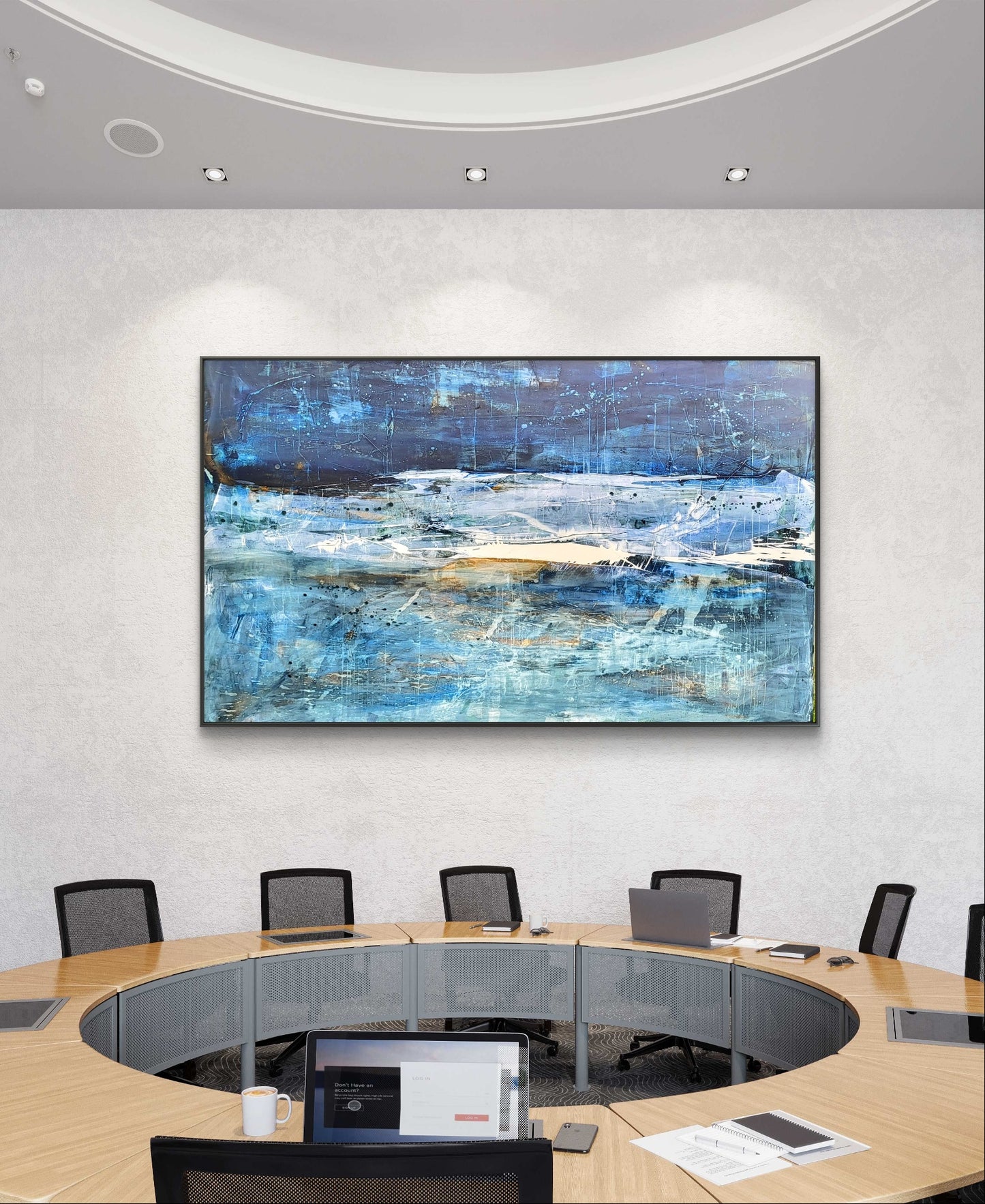 Personalisierte Auftragskunst und Gemälde: grun-blaues-grosses-bild-fur-unternehmen-xxl-format – Kategorie: Originalgemälde – Hersteller: