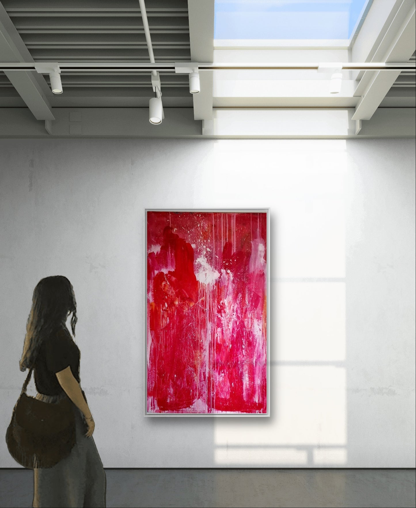Auftragskunst, abstrakte Bilder, Rotes Kunstwerk für Treppenaufgang - Thema: Ideenrunde,rote-grosse-moderne-bilder, abstrakte Bilder kaufen ,