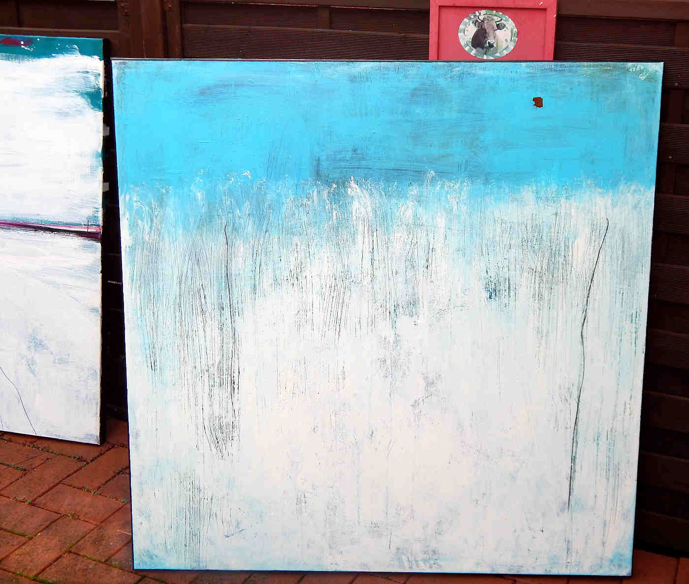 Ankunft / blau weiß / 100 x 80 cm, Ankunft / blau weiß / 100 x 120 cm, Ankunft / blau weiß / 120 x 120 cm, Ankunft / blau weiß / 140 x 140 cm, Ankunft / blau weiß / 100 x 160 cm, Ankunft / blau weiß / 160 x 160 cm abstrakte acrylbilder auf leinwand