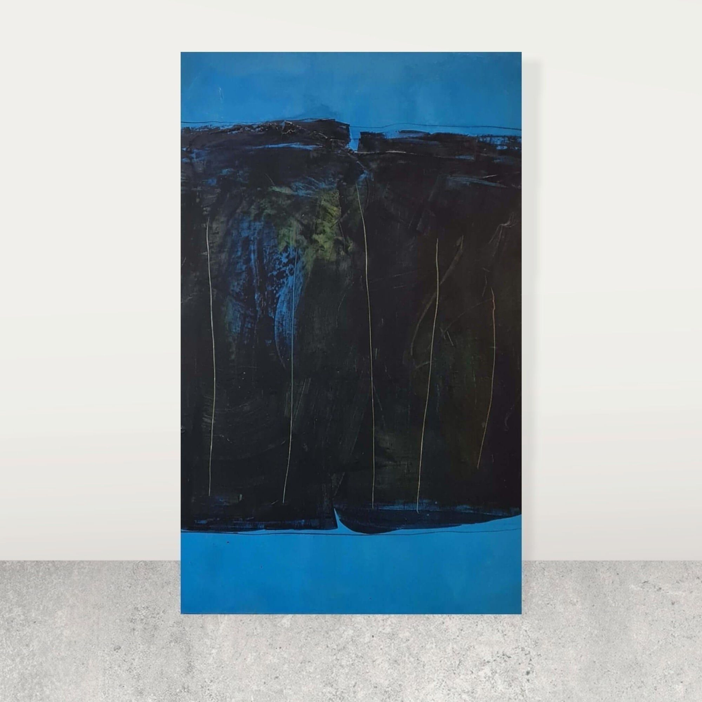 vorhandenes Unikat: Der Berg ruft / 160 x 100 cm / blau abstrakte acrylbilder auf leinwand