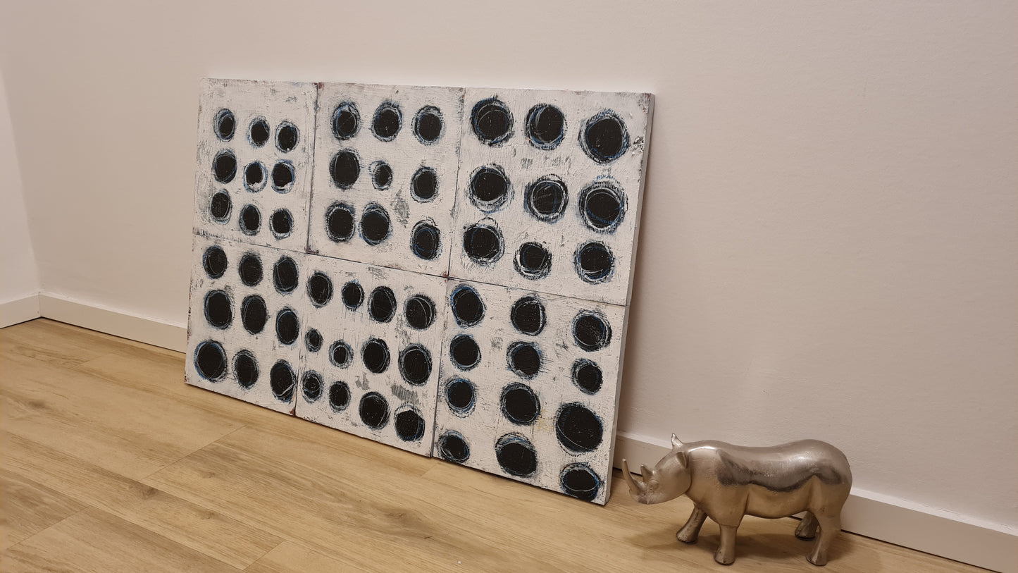 Verschiedene Charaktere / 90 x 60 cm / schwarz weiß, Verschiedene Charaktere / 90 x 60 cm plus schwarzen oder weißen Schattenfugenrahmen / schwarz weiß abstrakte acrylbilder auf leinwand
