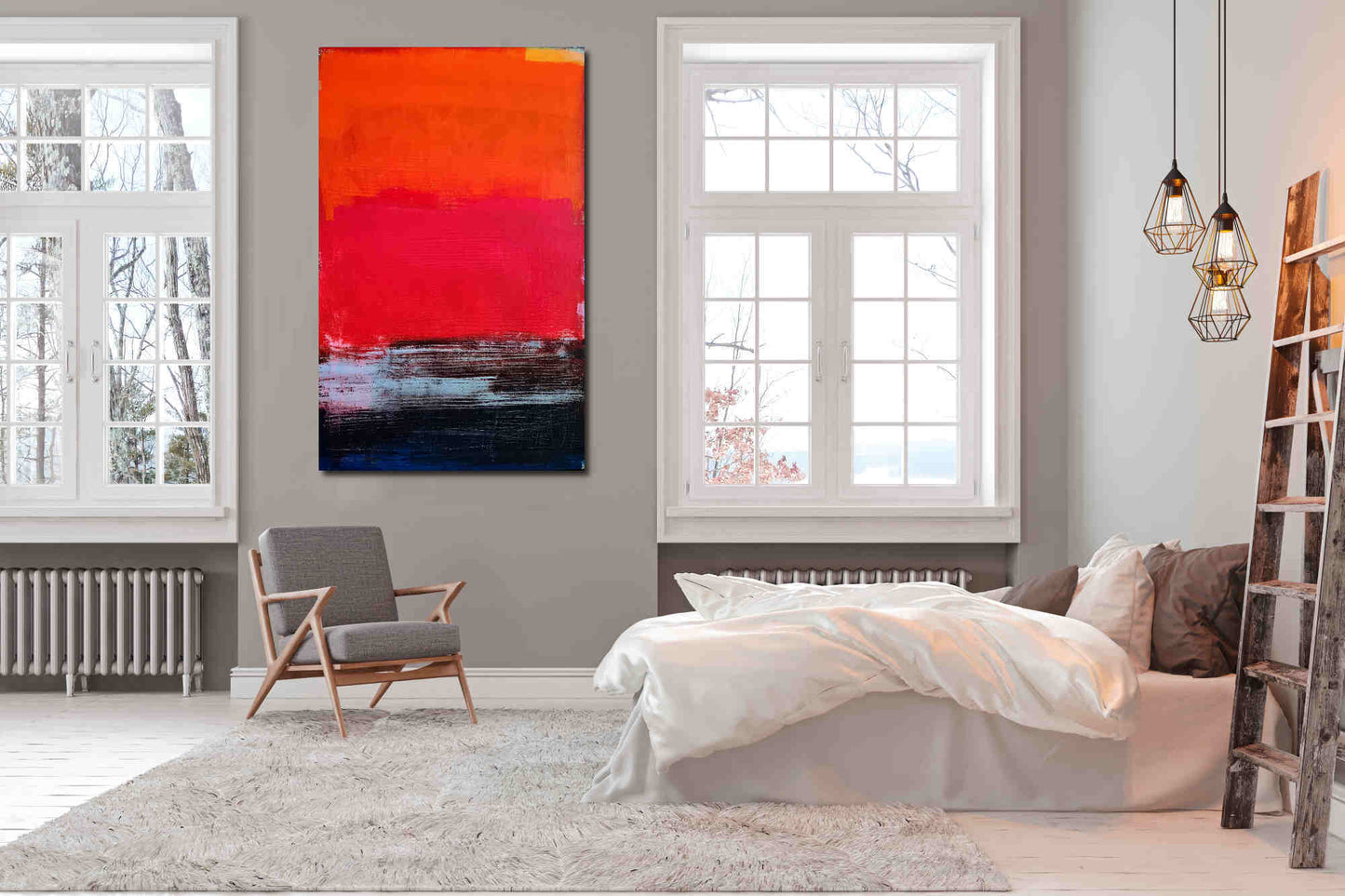 Lebensfreude in Farben / 100 x 150 cm / rot orange dunkelblau acrylbilder auf leinwand