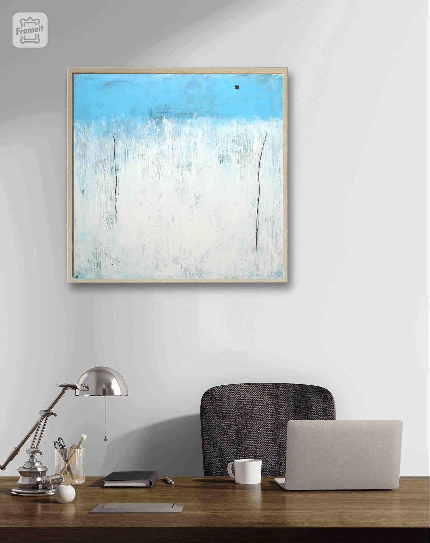 Ankunft / blau weiß / 100 x 80 cm, Ankunft / blau weiß / 100 x 120 cm, Ankunft / blau weiß / 120 x 120 cm, Ankunft / blau weiß / 140 x 140 cm, Ankunft / blau weiß / 100 x 160 cm, Ankunft / blau weiß / 160 x 160 cm abstrakte acrylbilder auf leinwand