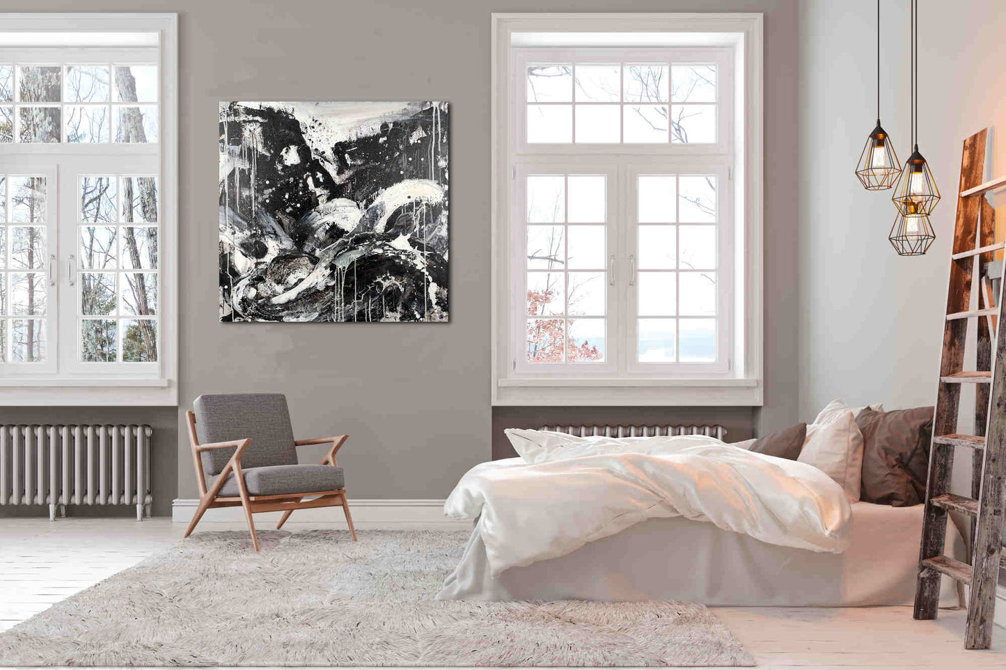 Personalisierte Auftragskunst und Gemälde: schwarzwei-bild-100-x-100-cm-schwung – Kategorie: Originalgemälde – Hersteller: