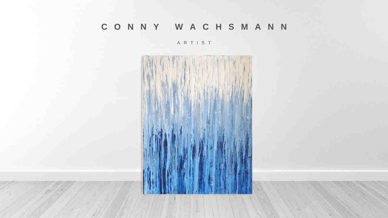 blau weißes Bild - Kratztechnik als Auftragsbild auf 100 x 70 cm Leinwand