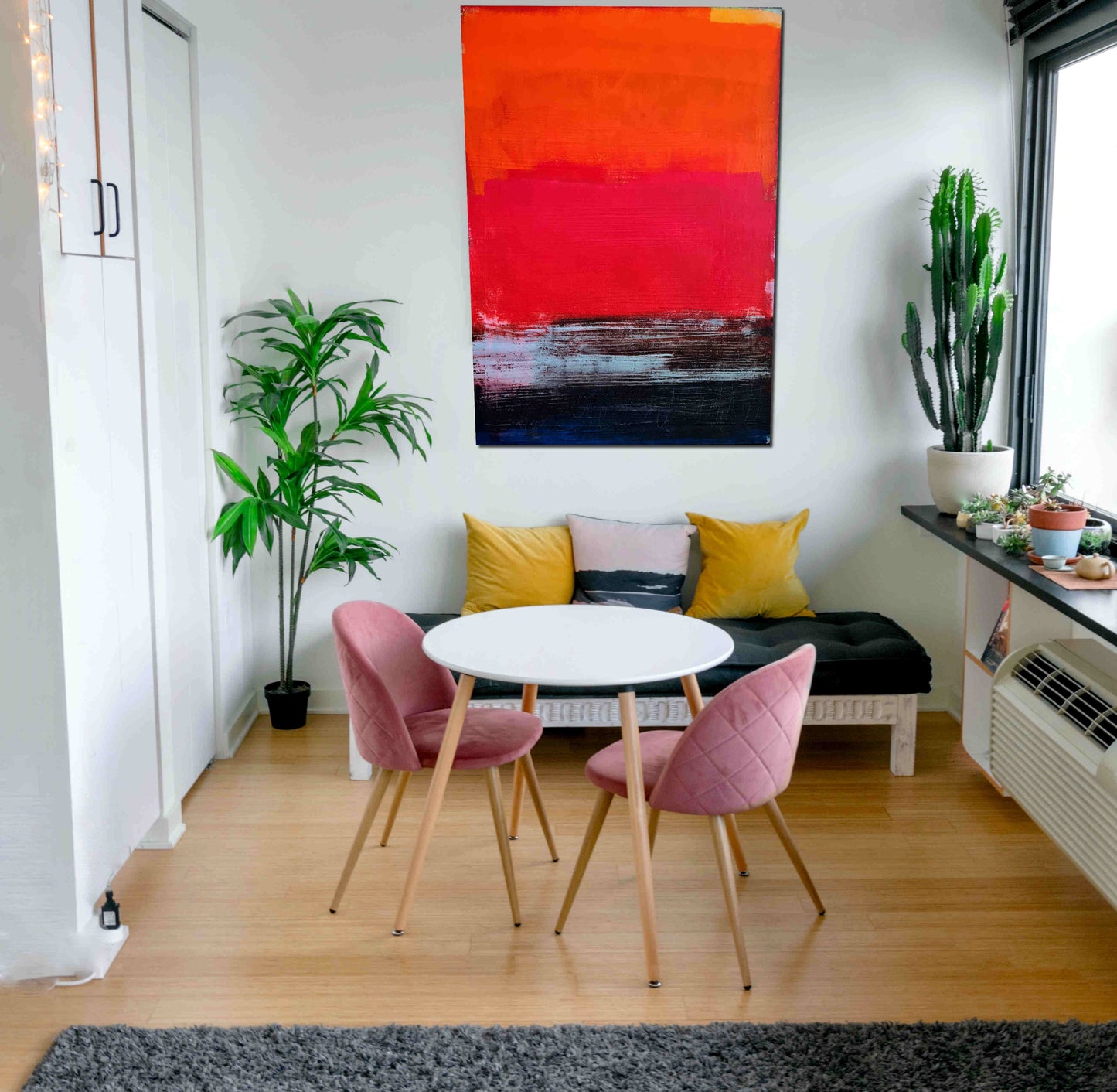 Lebensfreude in Farben / 100 x 150 cm / rot orange dunkelblau acrylbilder auf leinwand