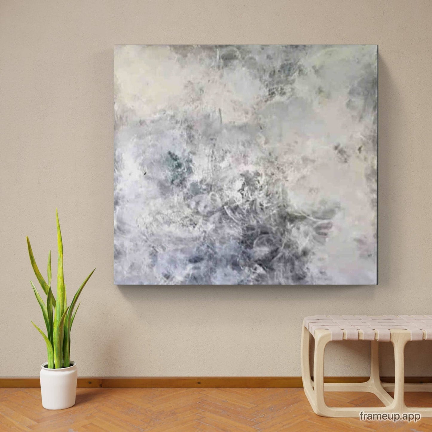 120 x 120 cm / Wolkenhaft / weiss, 140 x 140 cm / Wolkenhaft / weiss, 160 x 160 cm / Wolkenhaft / weiss, 180 x 180 cm / Wolkenhaft / weiss abstrakte acrylbilder auf leinwand