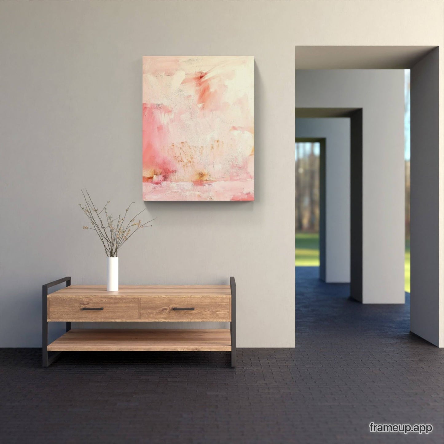 Individuelles Kunstwerk - Sanftes Rosa-Weißes Bild auf Bestellung Abstrakte Bilder & moderne Auftragsmalerei, abstrakte große bilder online kaufen, Auftrags Malere