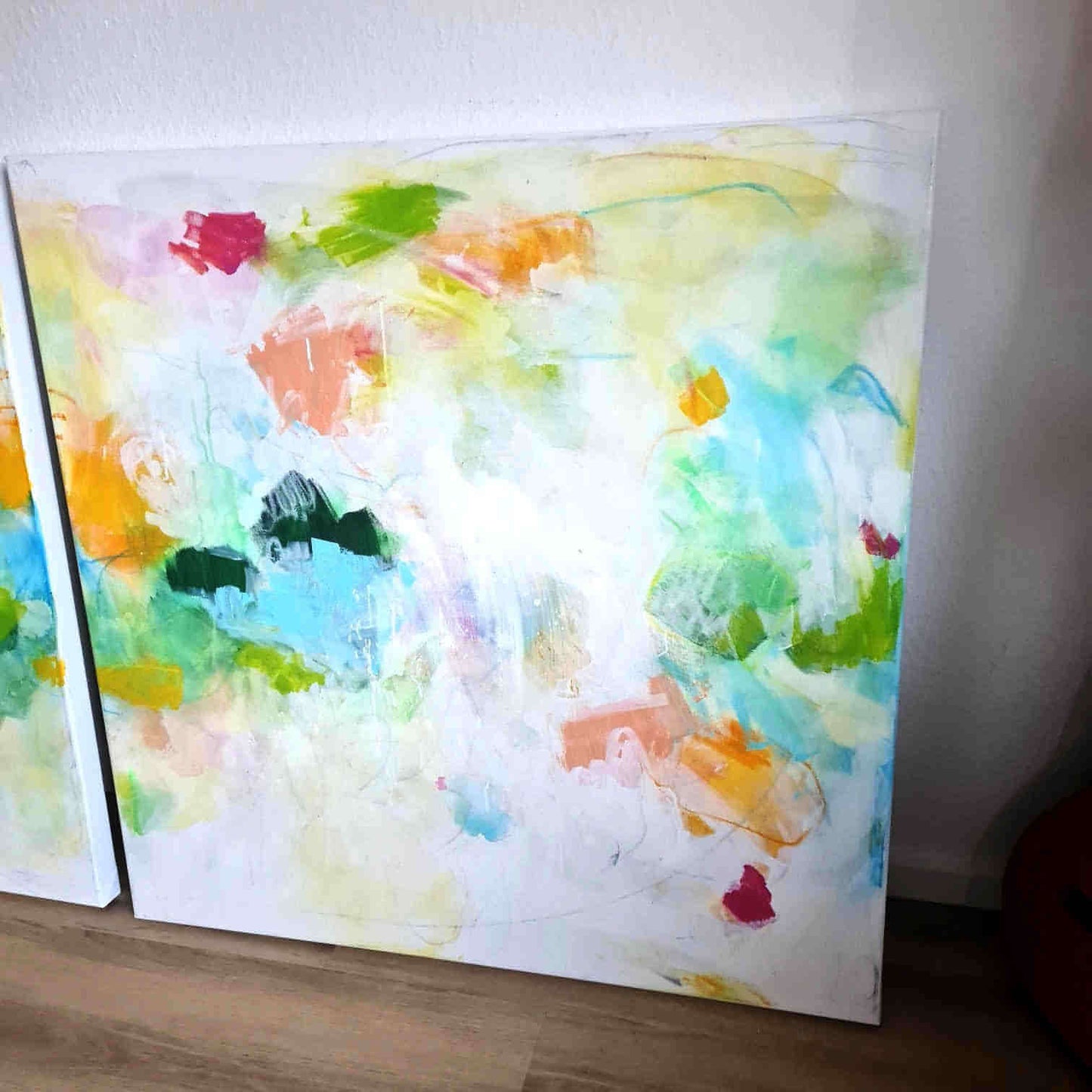 Ein Unikat in Pastell: Ein abstraktes Gemälde in frischen Farben - Atmosphäre verleihen Abstrakte Bilder & moderne Auftragsmalerei, abstrakte große bilder online kaufen, Auftrags Malere
