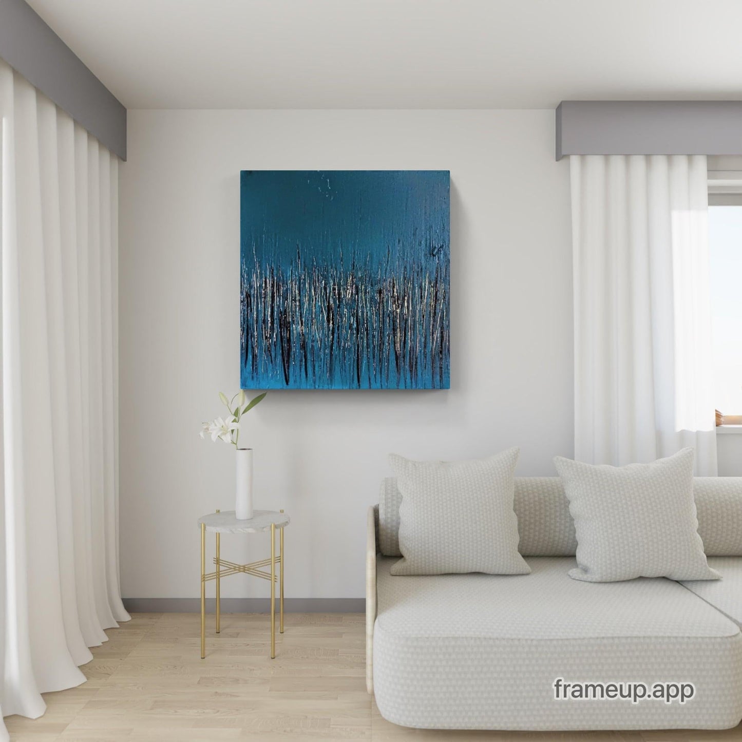 Blaues Bild - Kunstwerk in Kratztechnik als Auftrag Abstrakte Bilder & moderne Auftragsmalerei, abstrakte große bilder online kaufen, Auftrags Malere