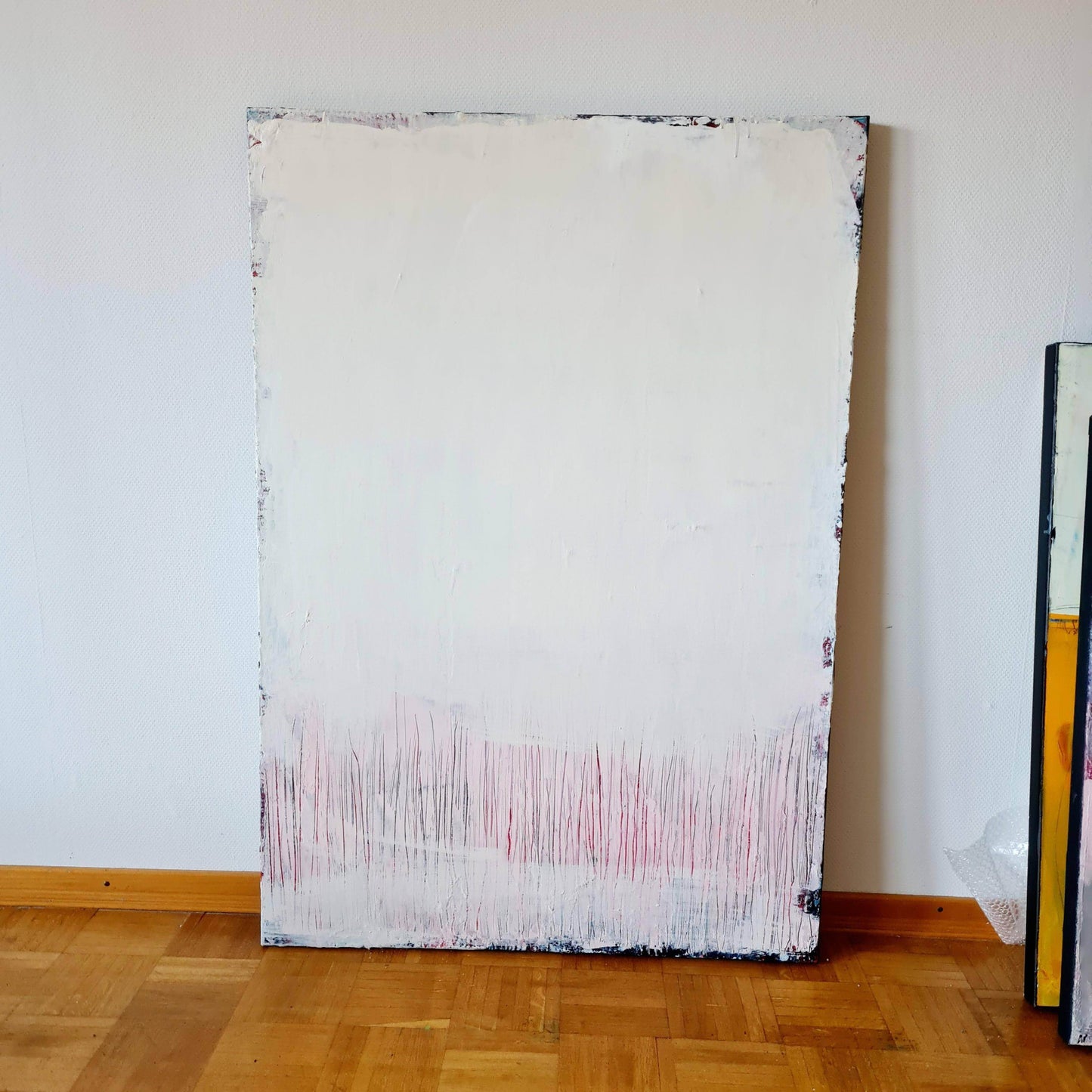 Vorhandenes Bild - zeitgenössische Ästhetik in Weiß und Rosa Abstrakte Bilder & moderne Auftragsmalerei, abstrakte große bilder online kaufen, Auftrags Malere