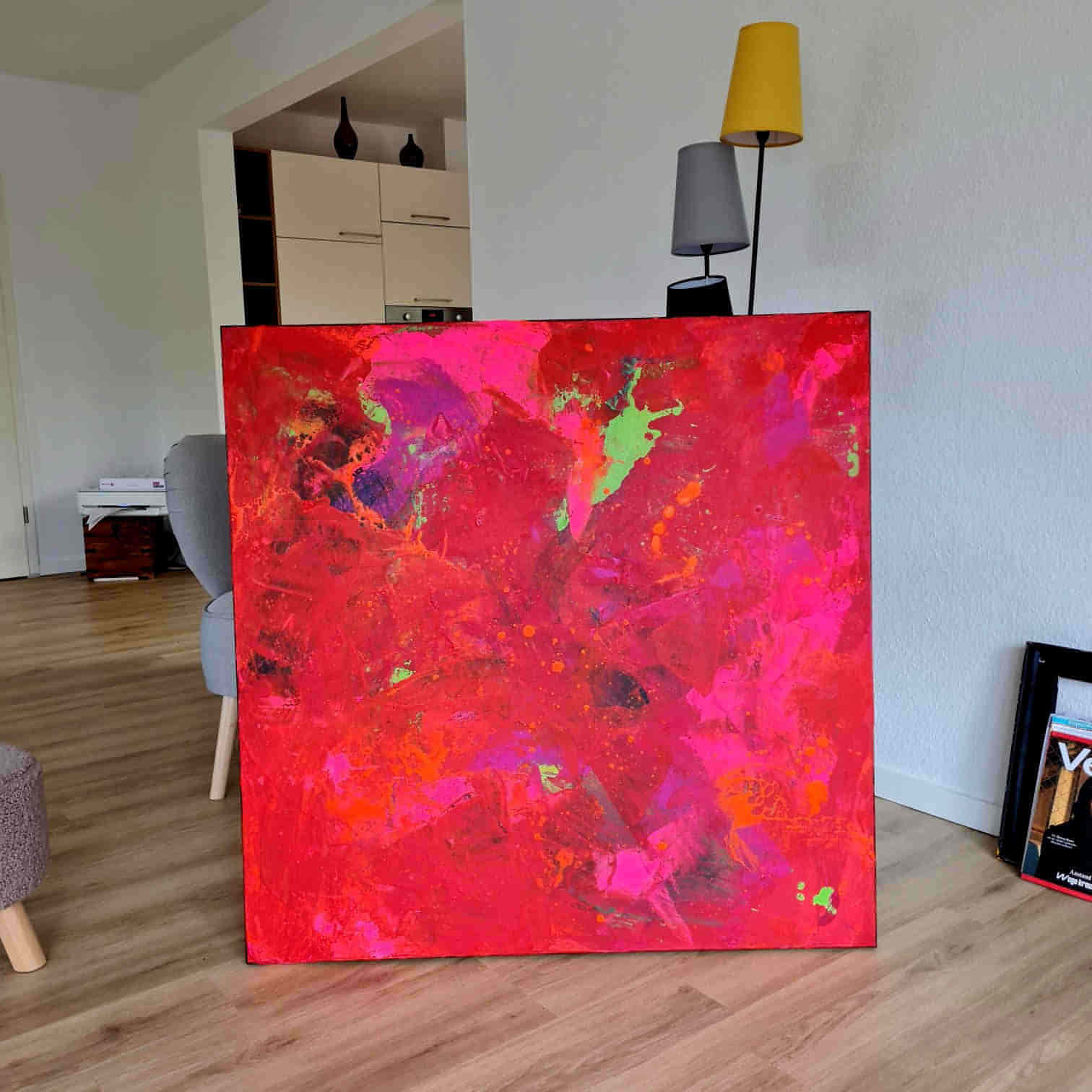 Auftragskunst, abstrakte Bilder, Rotes schwungvolles Gemälde als Auftragsbild - Leidenschaft und Energie,rote-grosse-bilder-kunstwerke, abstrakte Bilder kaufen ,