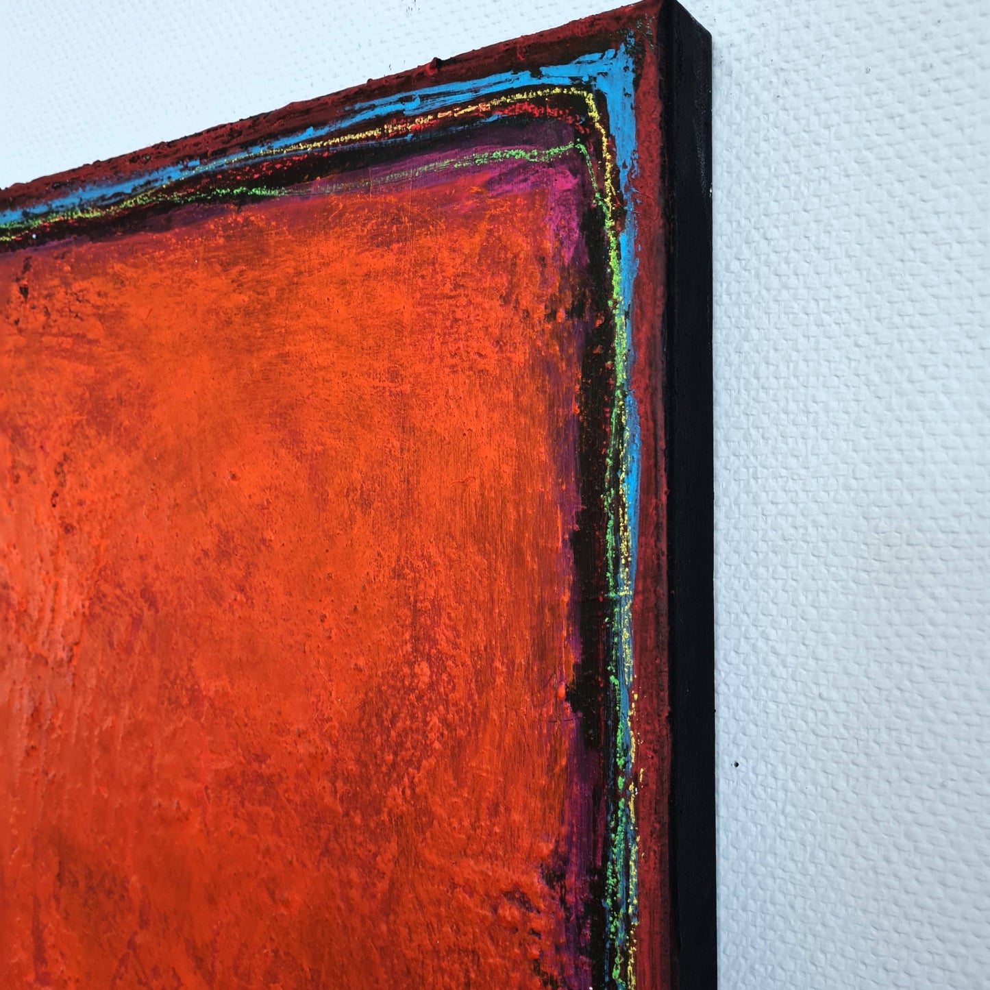 Kräftige Farben und Lebenslinien: Unikat aus dem Atelier in Rot, Orange und Schwarz Abstrakte Bilder & moderne Auftragsmalerei, abstrakte große bilder online kaufen, Auftrags Malere
