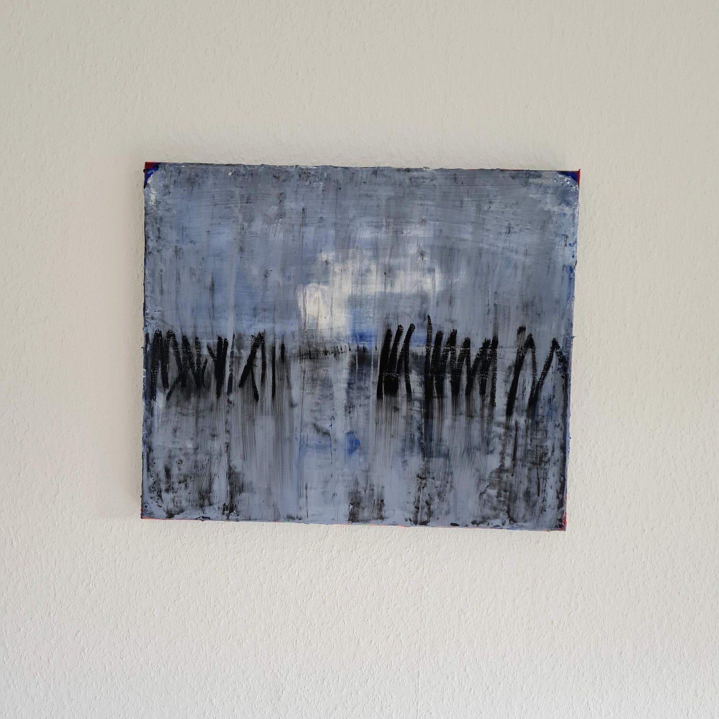 Indianerdorf / 50 x 60 cm / blau acrylbilder auf leinwand