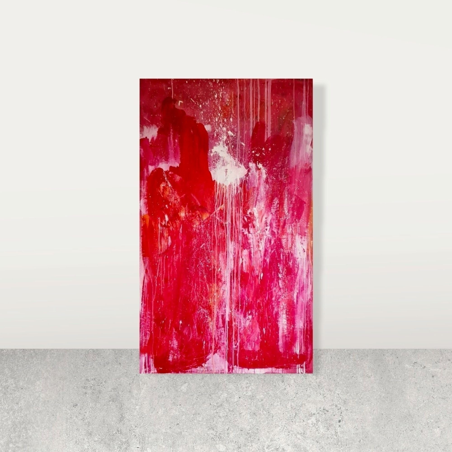 115 x 185 cm - inkl. Schattenfugenrahmen / Ideenrunde / rot abstrakte acrylbilder auf leinwand