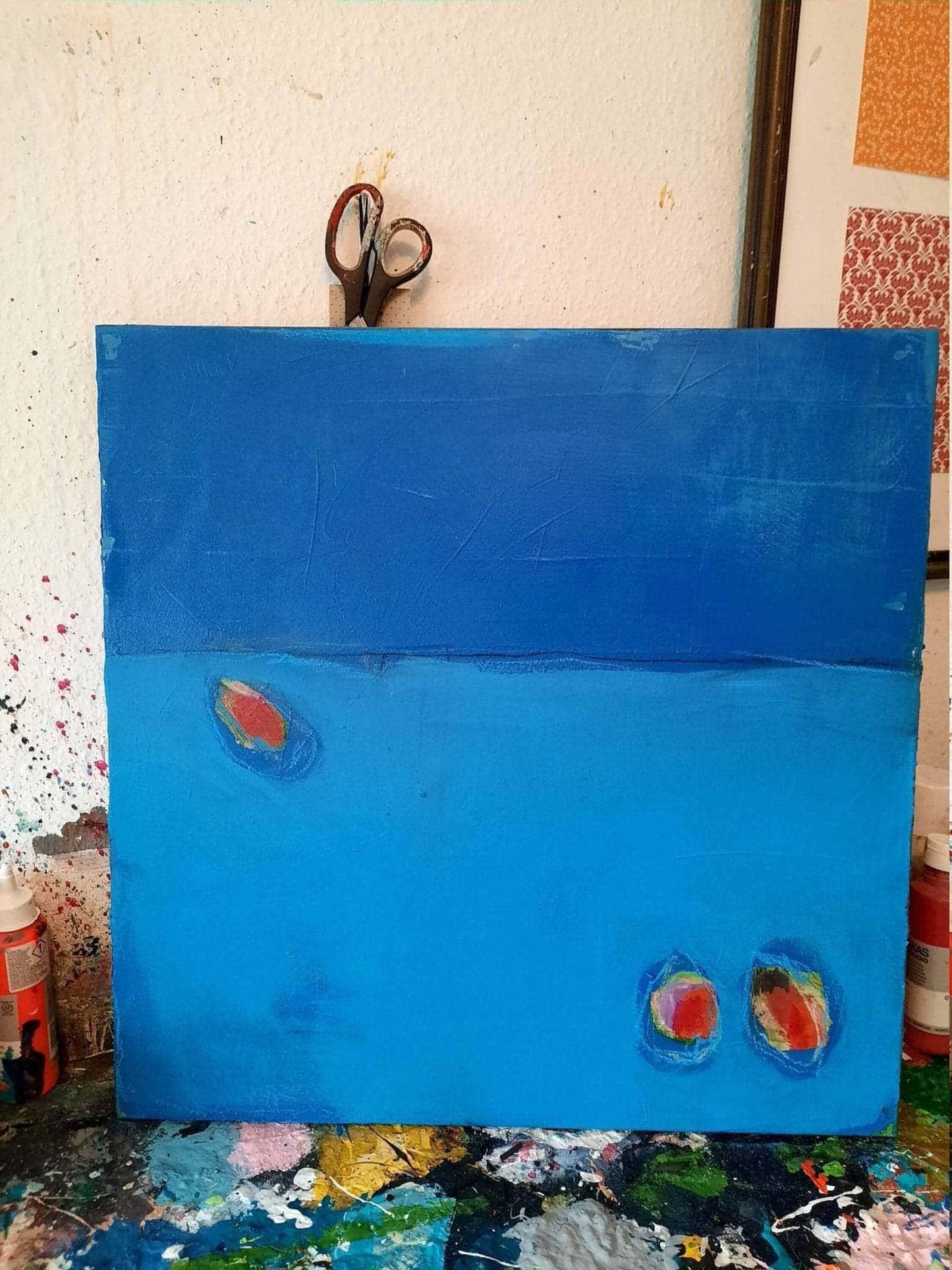 Winterruhe / 60 x 60 cm / blau, Winterruhe / 120 x 120 cm / blau, Winterruhe / 120 x 200 cm / blau abstrakte acrylbilder auf leinwand
