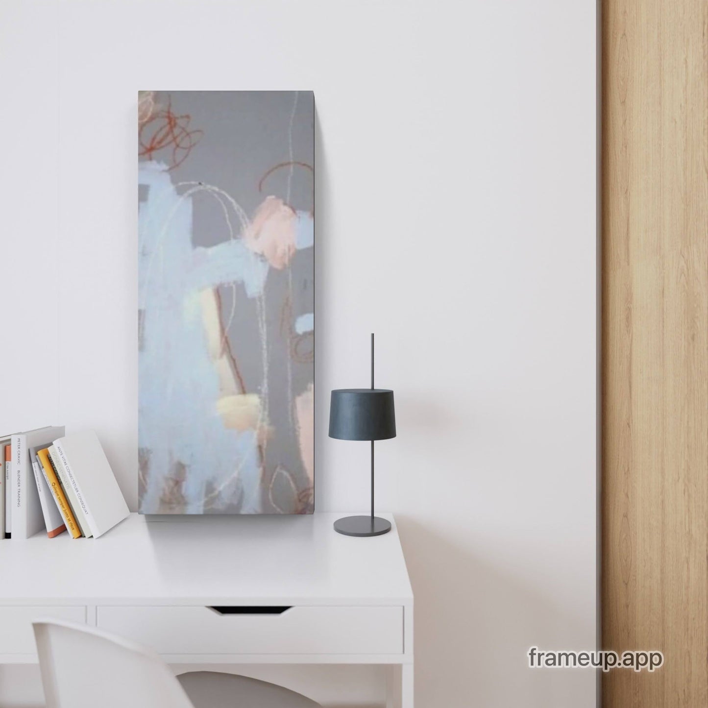 VORHANDEN / graue hellblaue Bilder / Mutterliebe / 90 x 40 cm / Art Abstrakte Bilder & moderne Auftragsmalerei, abstrakte große bilder online kaufen, Auftrags Malere