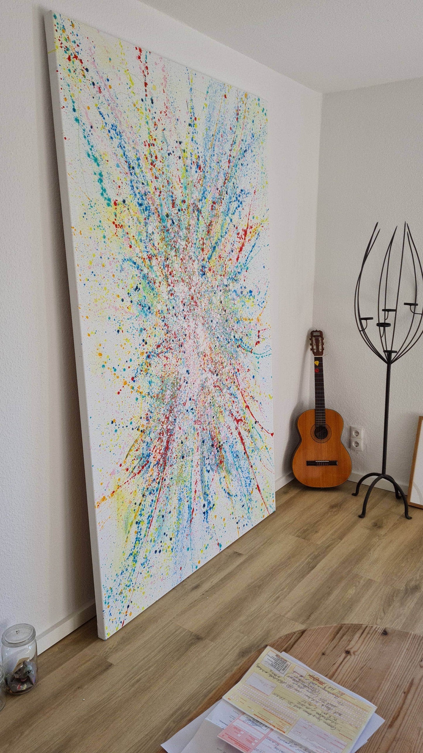 VORHANDEN / abstraktes gesprenkeltes acrylbild modern abstract art 220 x 130 cm Abstrakte Bilder & moderne Auftragsmalerei, abstrakte große bilder online kaufen, Auftrags Malere