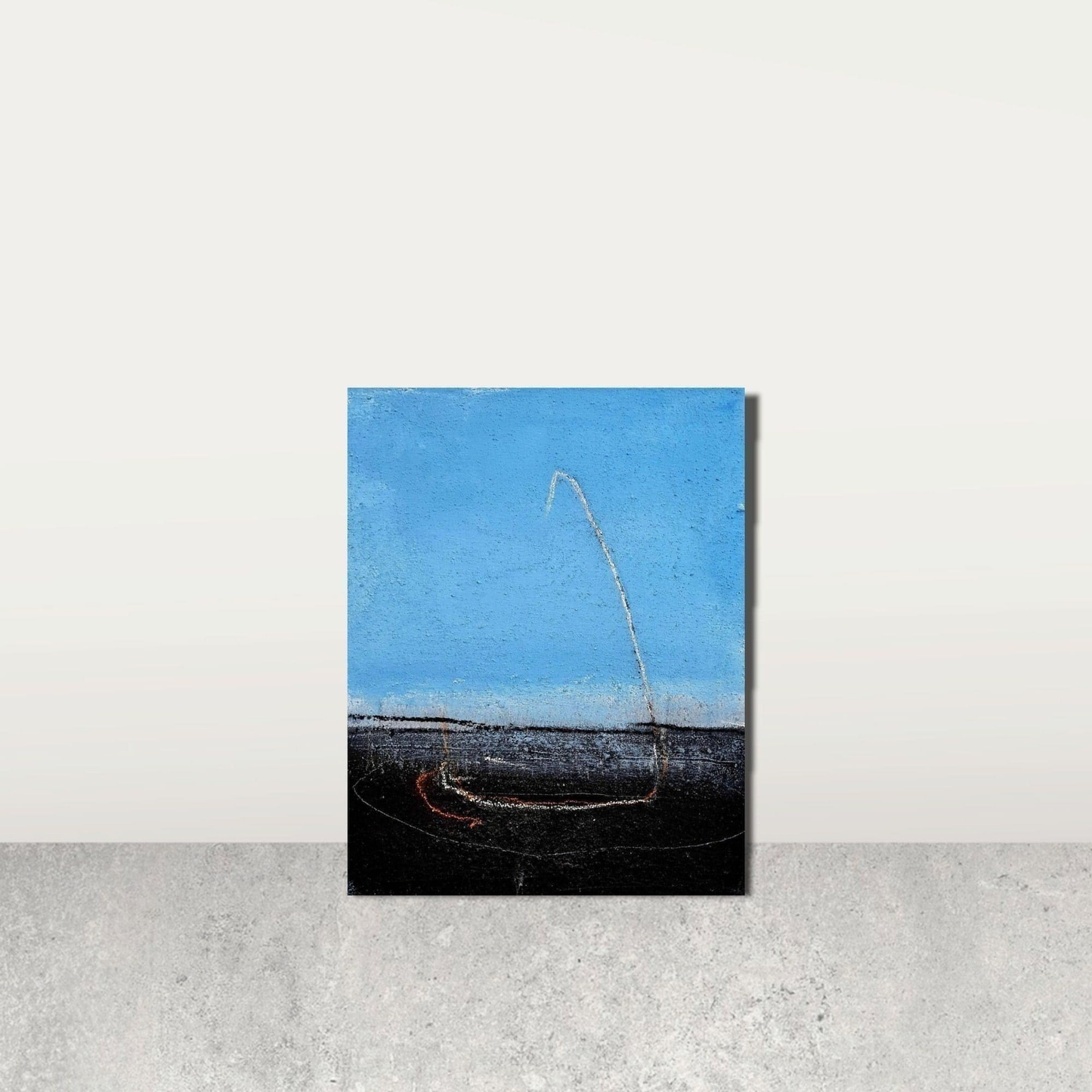 VORHANDEN / Blaues Bild mit Segelschiff / 50 x 40 cm Abstrakte Bilder & moderne Auftragsmalerei, abstrakte große bilder online kaufen, Auftrags Malere