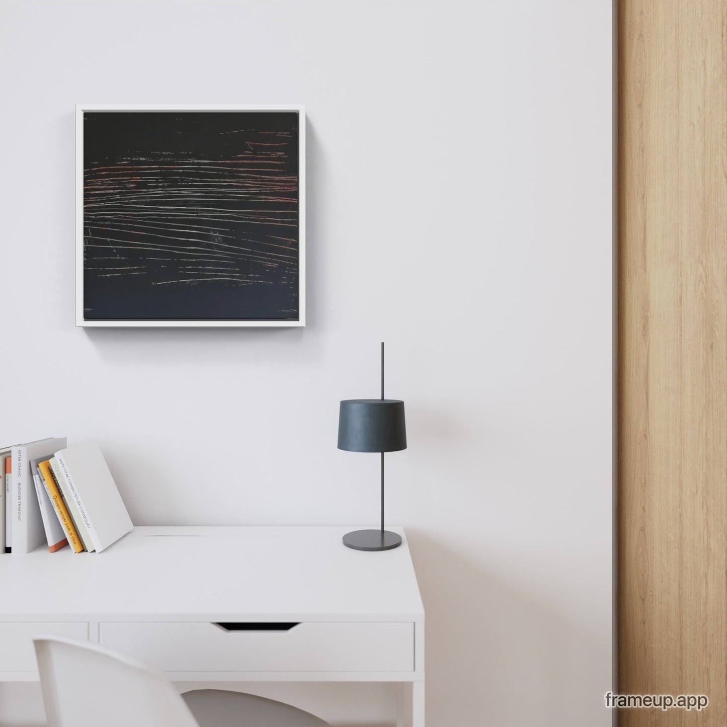 Minimalismus in Schwarz-Weiß: Vorhandenes Bild in 60 x 60 cm Abstrakte Bilder & moderne Auftragsmalerei, abstrakte große bilder online kaufen, Auftrags Malere
