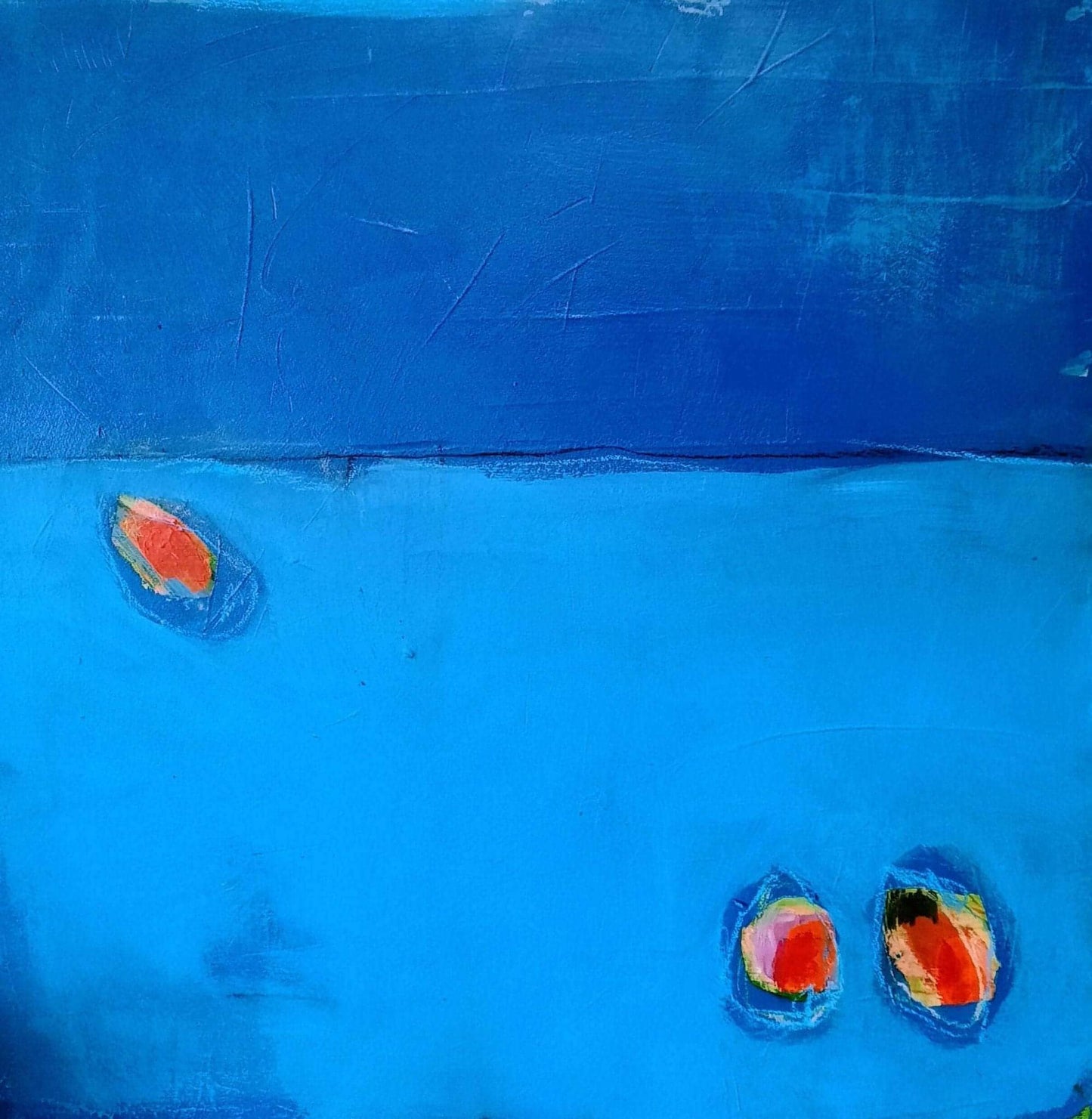 Winterruhe / 60 x 60 cm / blau, Winterruhe / 120 x 120 cm / blau, Winterruhe / 120 x 200 cm / blau abstrakte acrylbilder auf leinwand