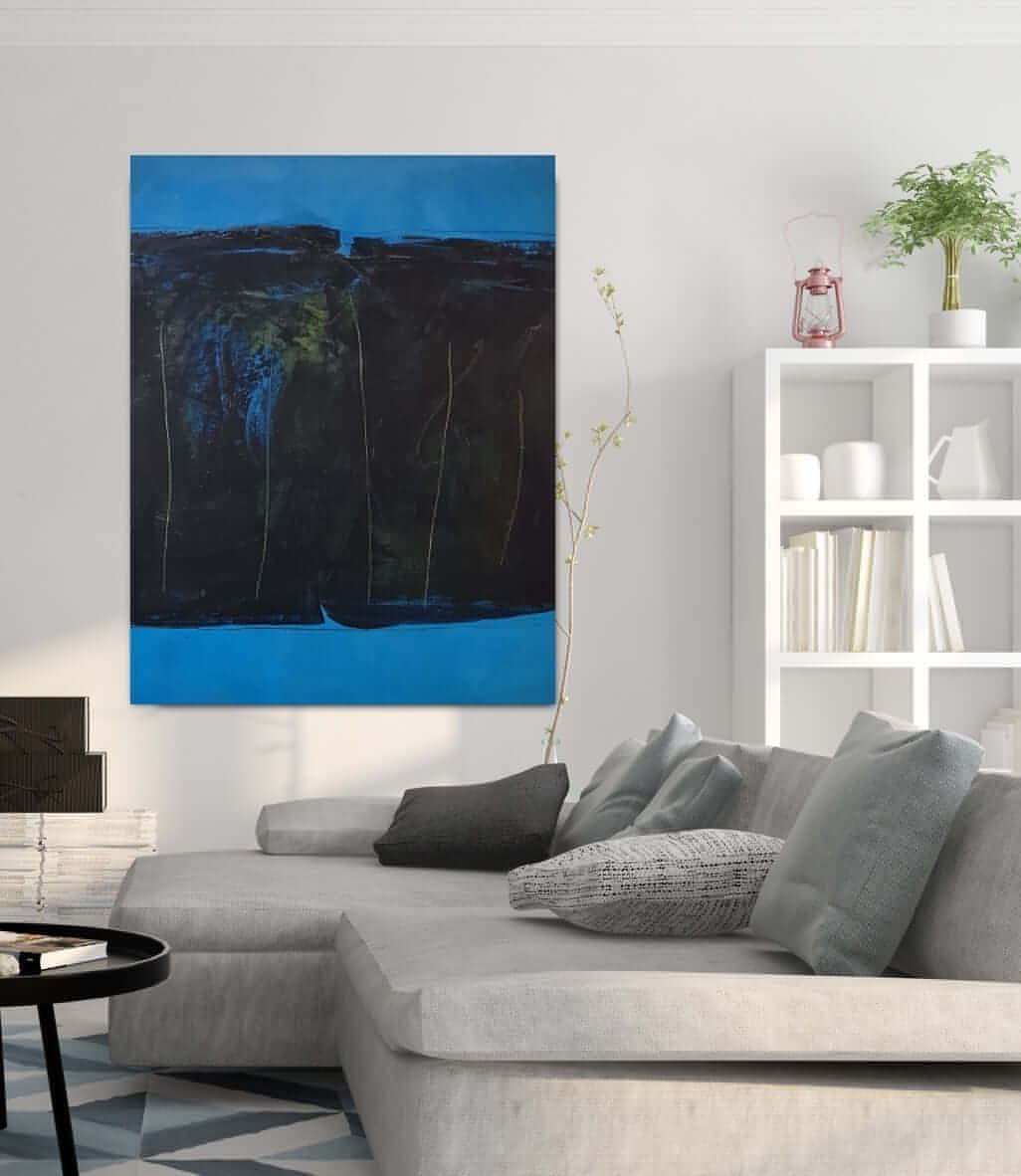 vorhandenes Unikat: Der Berg ruft / 160 x 100 cm / blau abstrakte acrylbilder auf leinwand