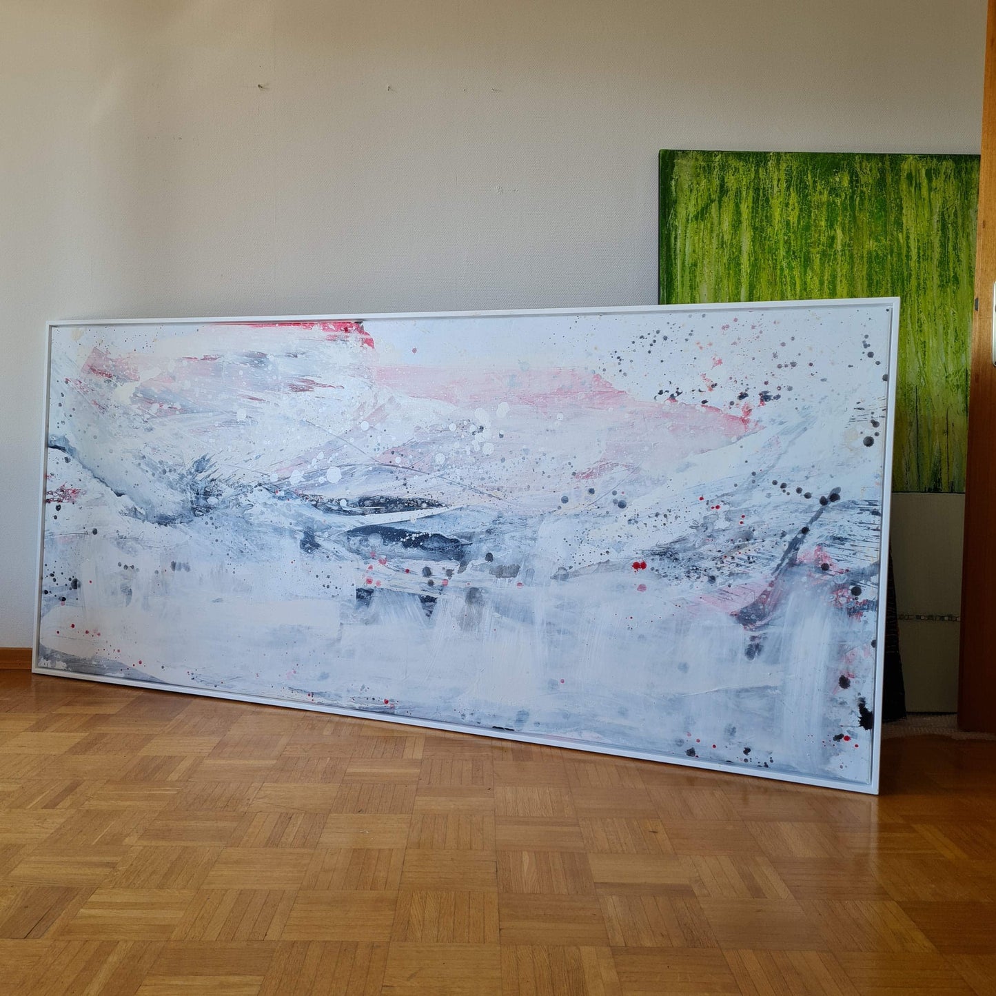 VORHANDEN / weisses bild inkl. Schattenfugenrahmen - modern art Abstrakte Bilder & moderne Auftragsmalerei, abstrakte große bilder online kaufen, Auftrags Malere