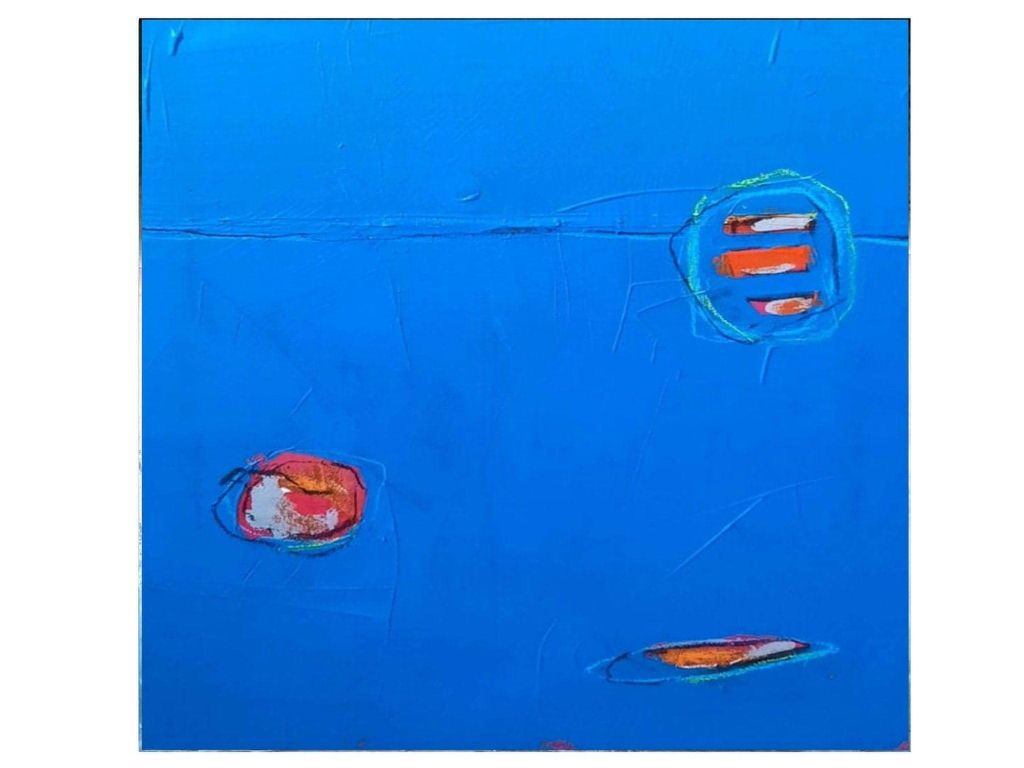 vorhandenes Unikat: Soup to go / 50 x 40 cm / blau abstrakte acrylbilder auf leinwand