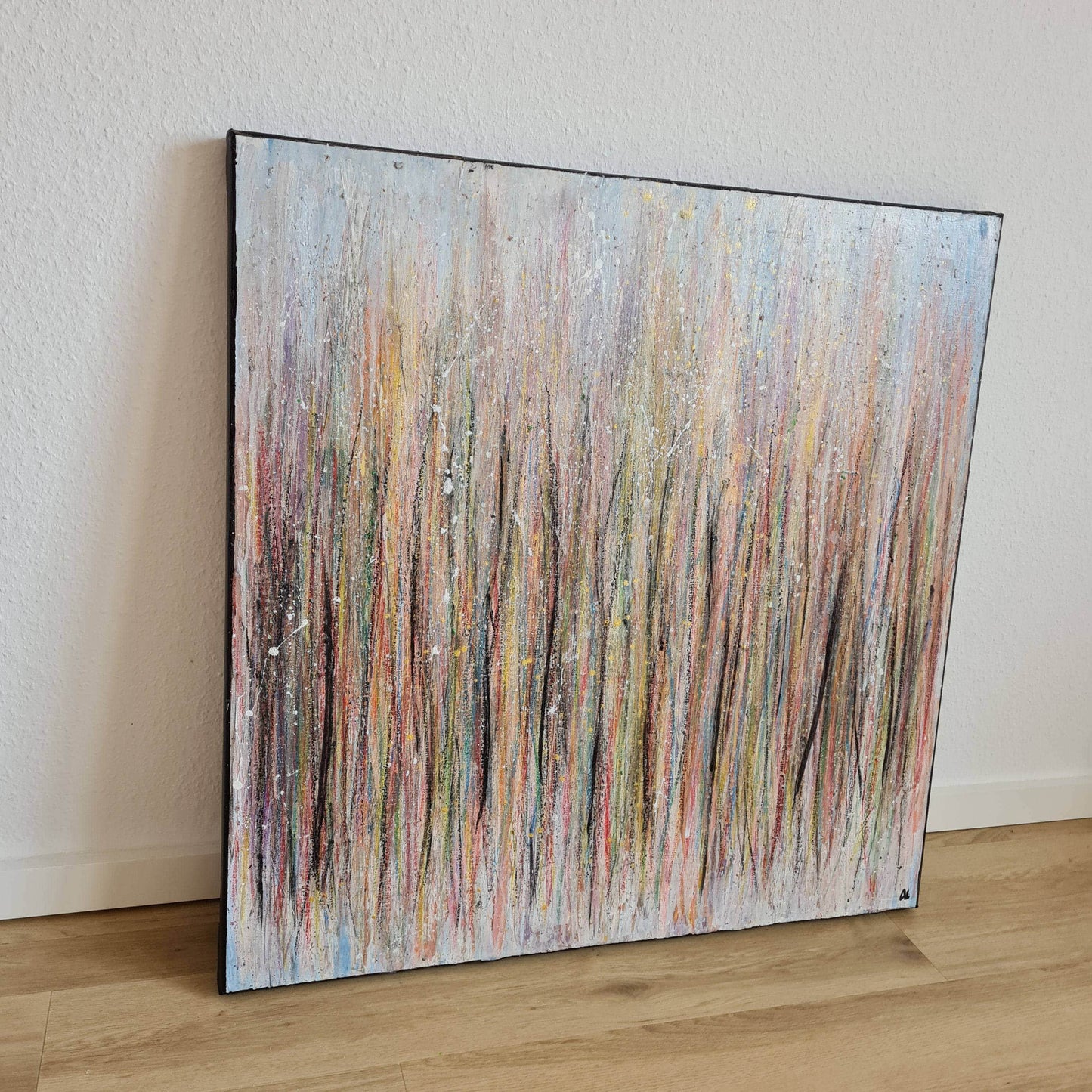weiße Bilder - Kunst nach Maß - Lebendige Regenbogenfarben und faszinierender Goldeffekt" Abstrakte Bilder & moderne Auftragsmalerei, abstrakte große bilder online kaufen, Auftrags Malere