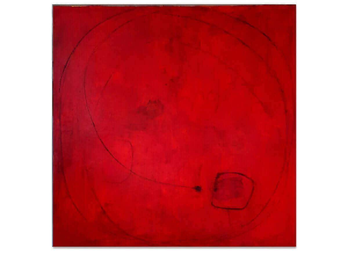 vorhandenes Unikat: Sommerzeit inkl. Schattenfugenrahmen / 120 x 120 cm / rot abstrakte acrylbilder auf leinwand