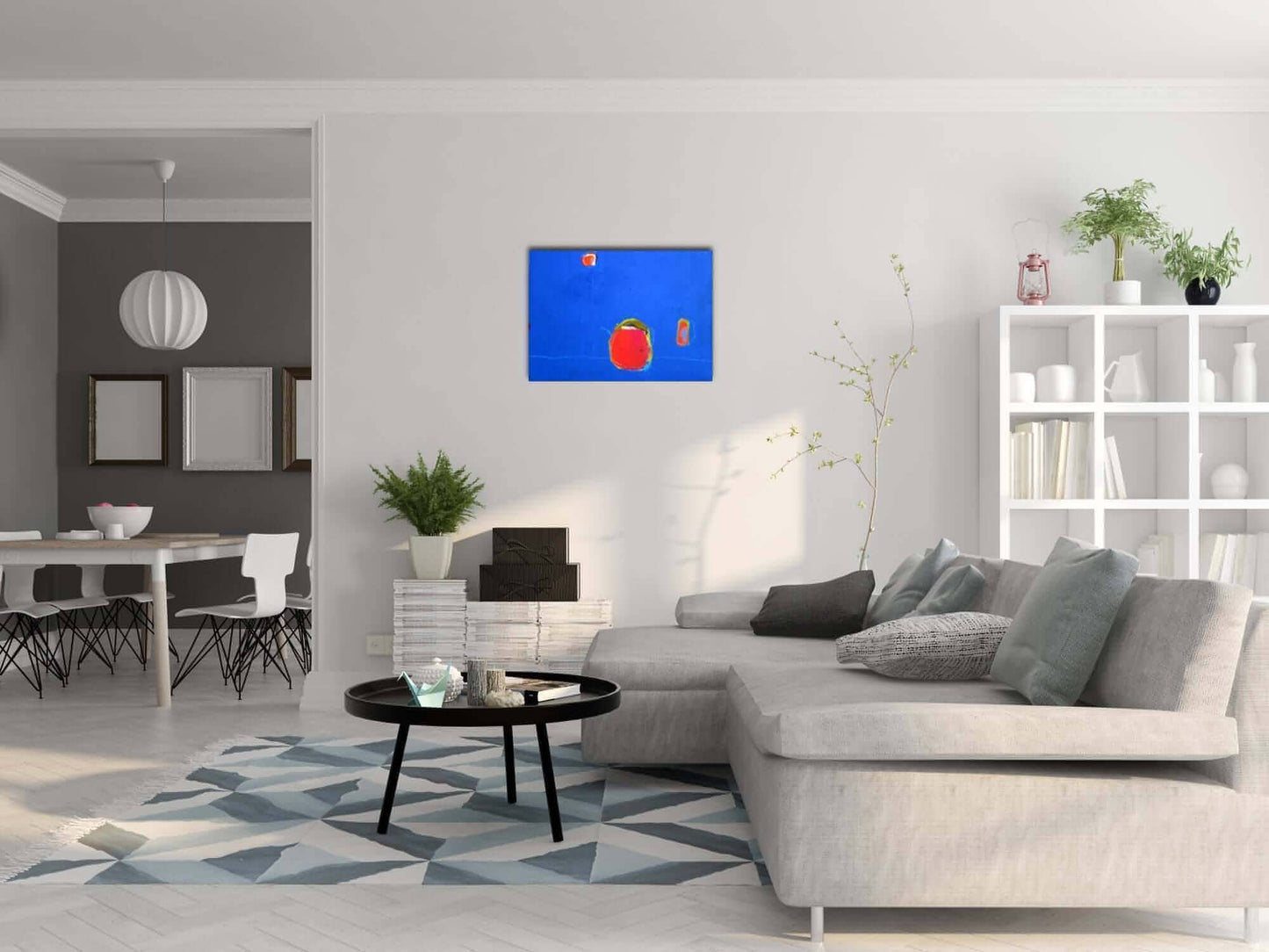 vorhandenes Unikat: Kaffee to go / 50 x 40 cm / blau abstrakte acrylbilder auf leinwand