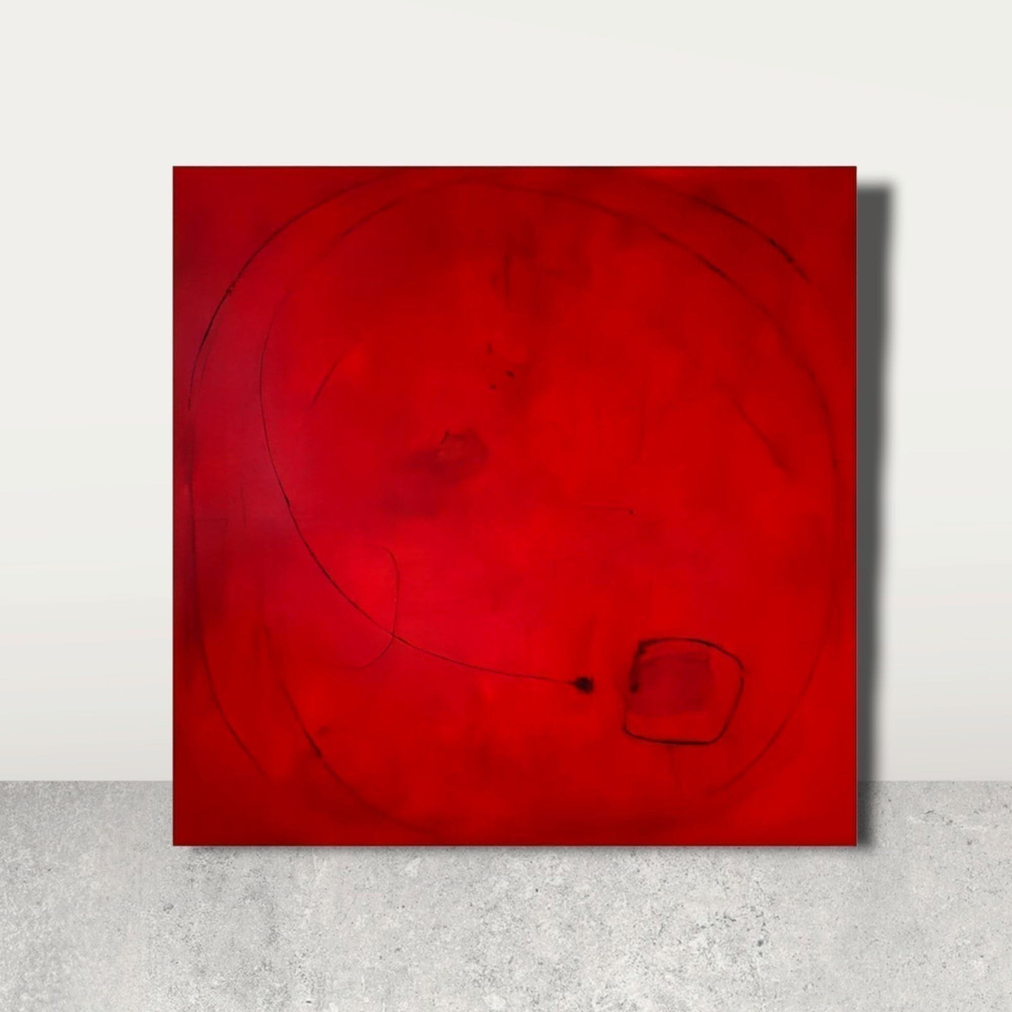 vorhandenes Unikat: Sommerzeit inkl. Schattenfugenrahmen / 120 x 120 cm / rot abstrakte acrylbilder auf leinwand