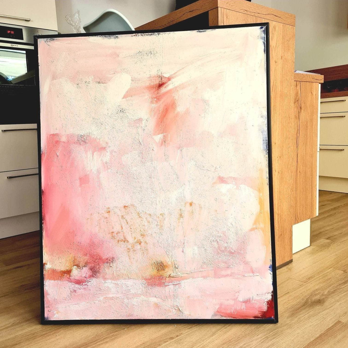 Individuelles Kunstwerk - Sanftes Rosa-Weißes Bild auf Bestellung Abstrakte Bilder & moderne Auftragsmalerei, abstrakte große bilder online kaufen, Auftrags Malere