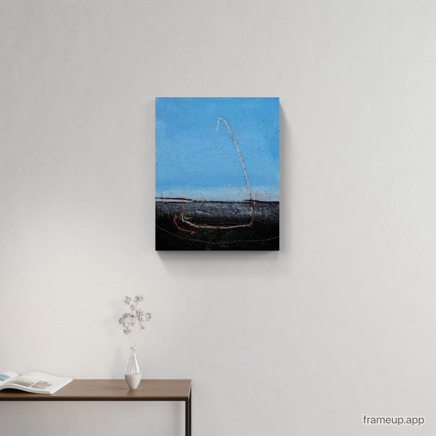 VORHANDEN / Blaues Bild mit Segelschiff / 50 x 40 cm Abstrakte Bilder & moderne Auftragsmalerei, abstrakte große bilder online kaufen, Auftrags Malere